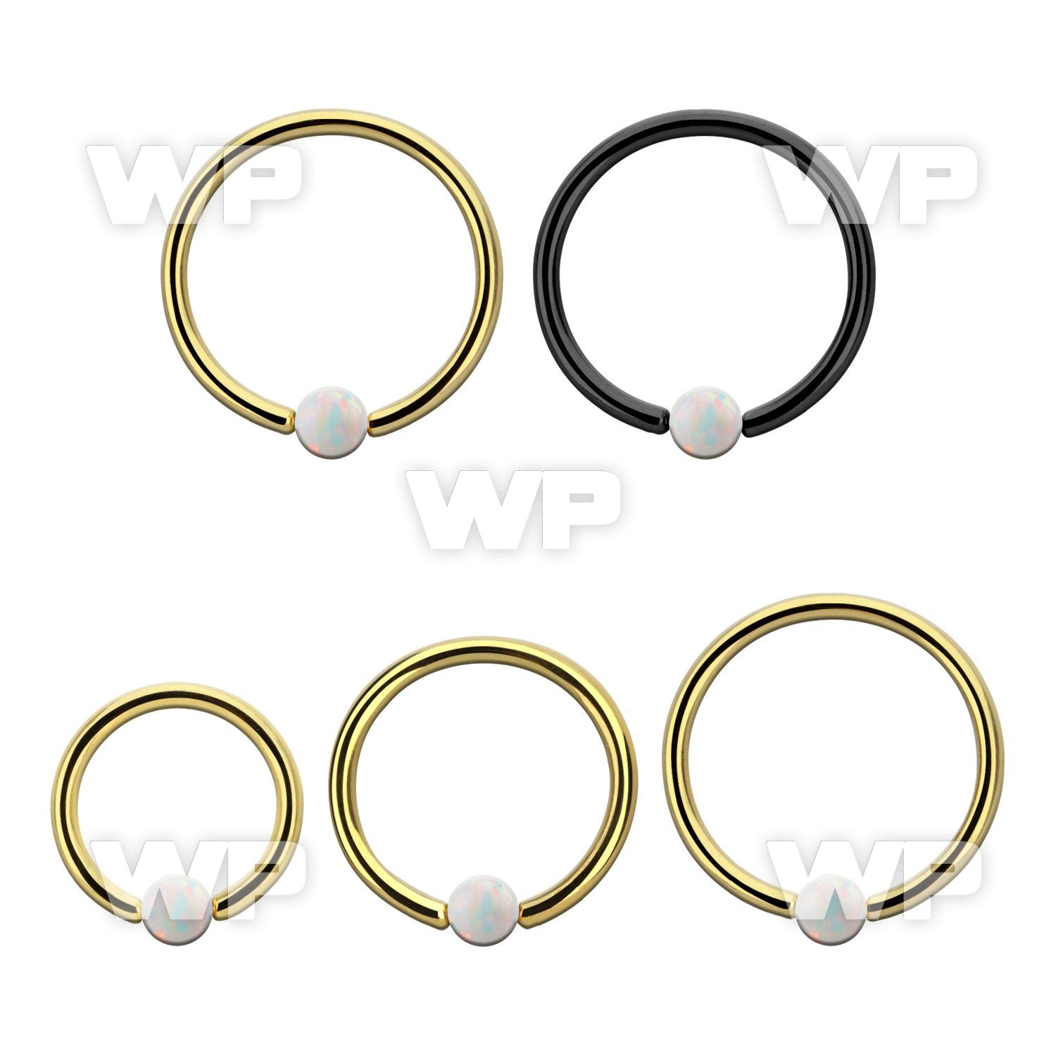 bcrt16o3 pvd plated 316l steel bcr 16g w 3mm synthetic opal ball