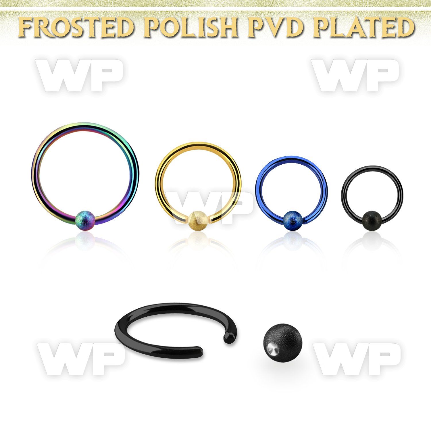 bcrt18f3 anodized steel ball closure ring, 18g w 3mm frosted ball