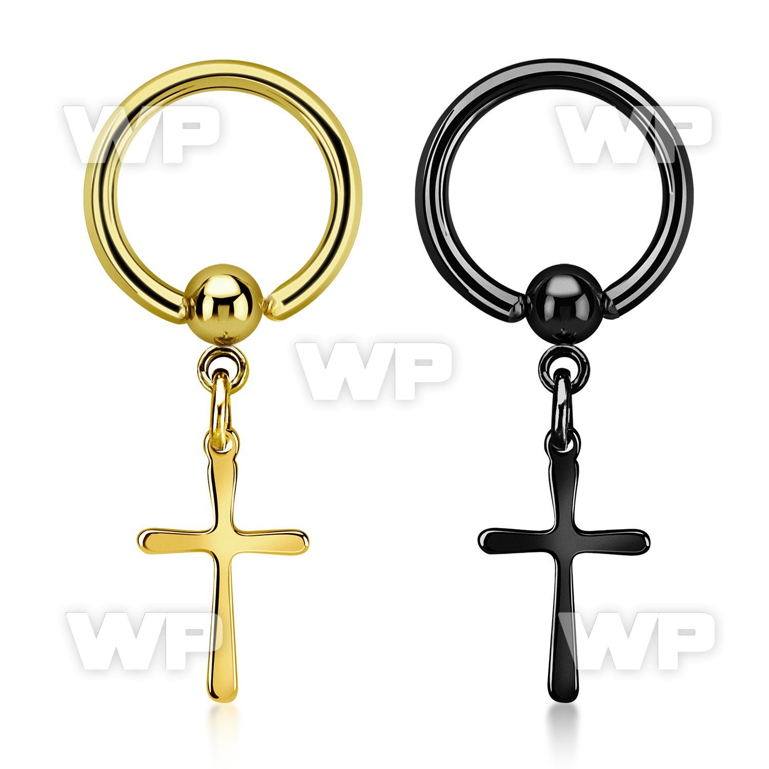 bcrtgcrs pvd plated 316l stell bcr 14g w plain simple cross