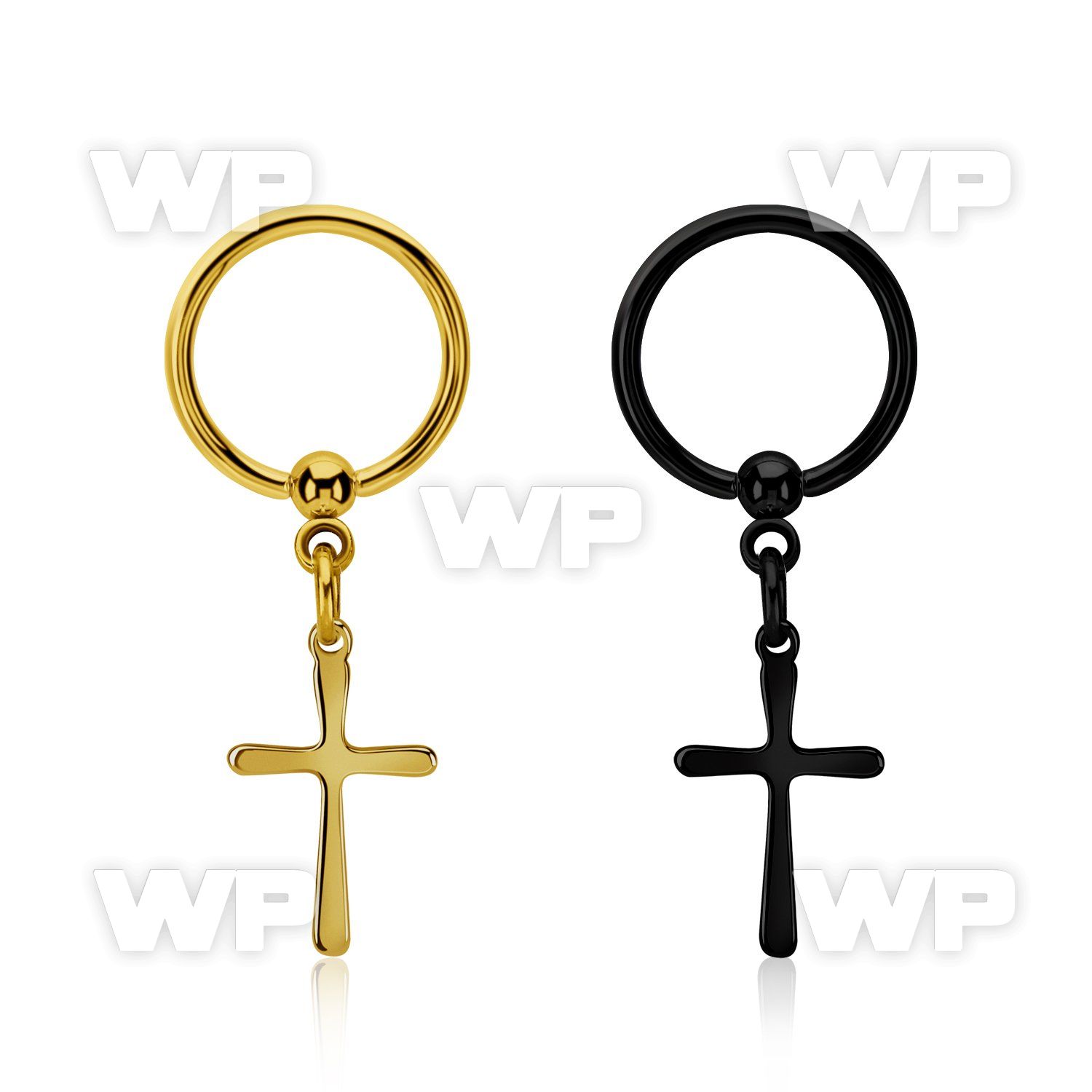 bcrtscrs pvd plated 316l stell bcr 16g w plain simple cross