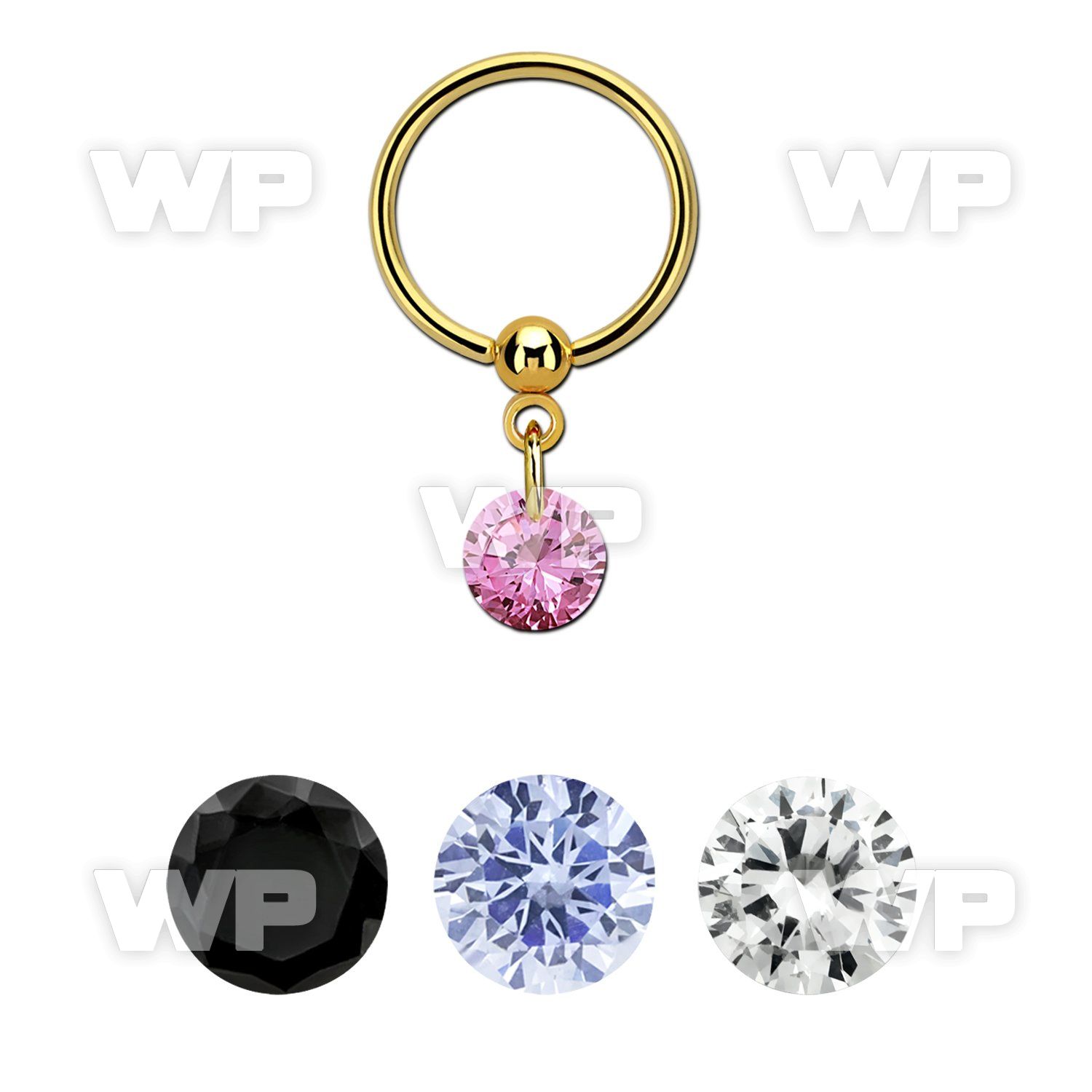 bcrtsz6 gold steel bcr 1.2mm w 6mm round cz stone