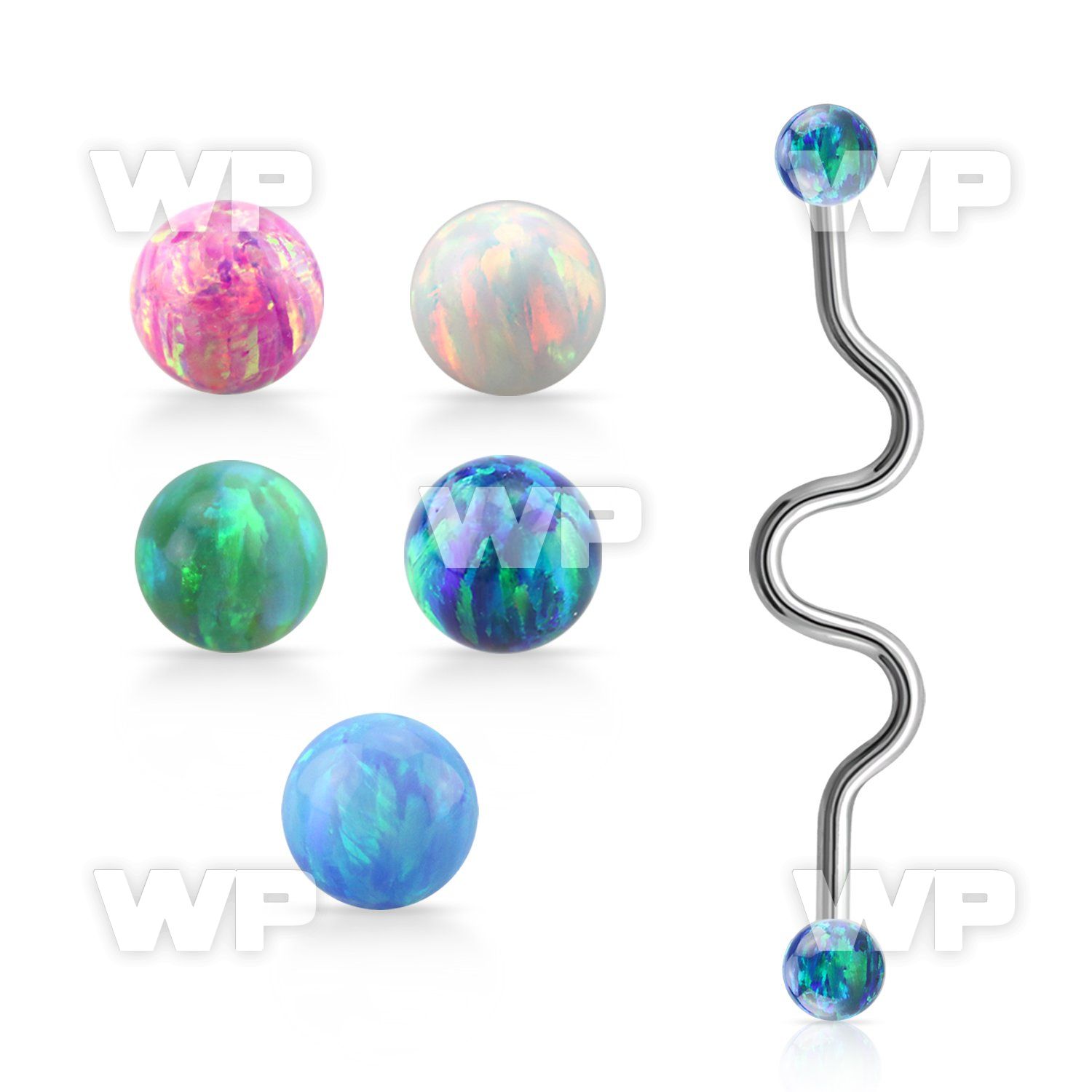 bdao4 steel industrial zig zag barbell w synthetic opal balls