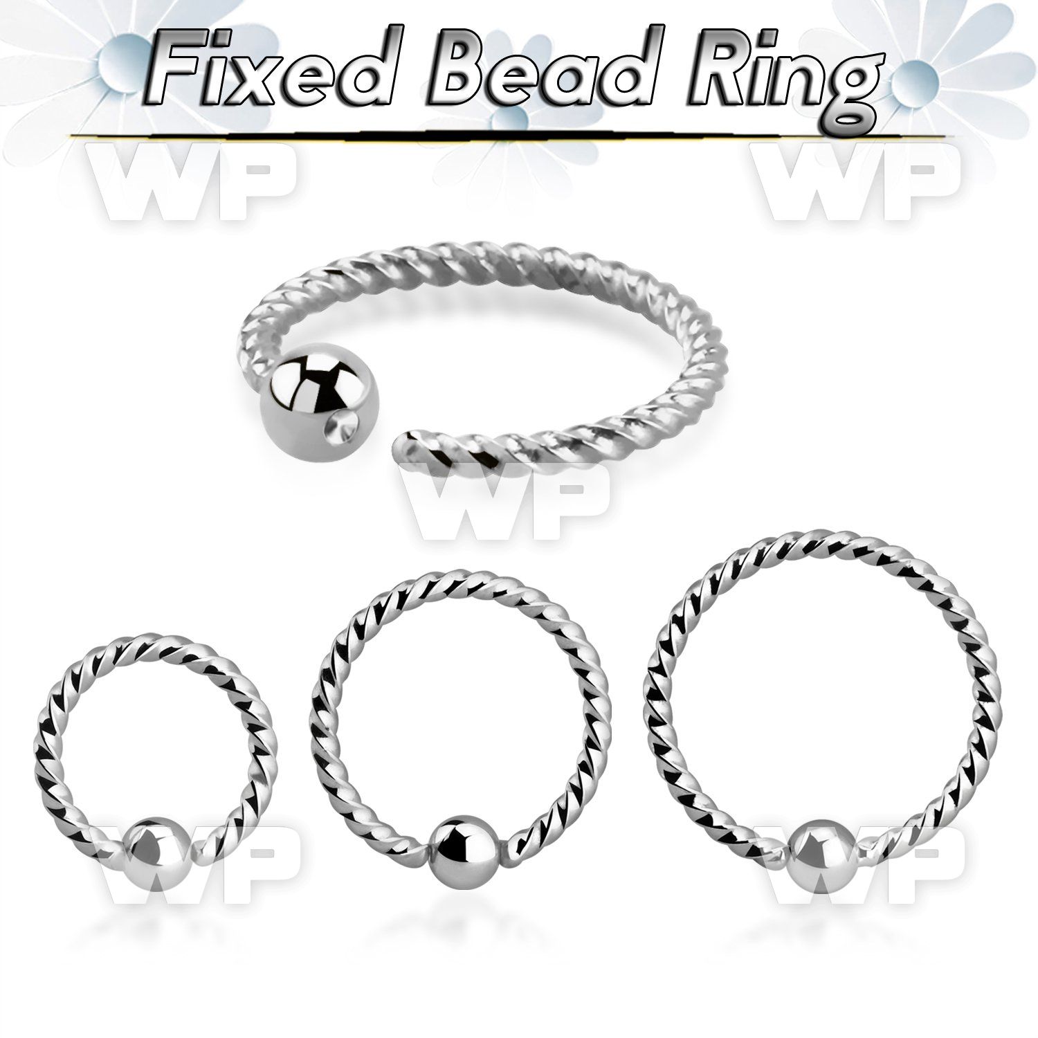 bedr18w surgical steel fixed bead ring in twisted wire design