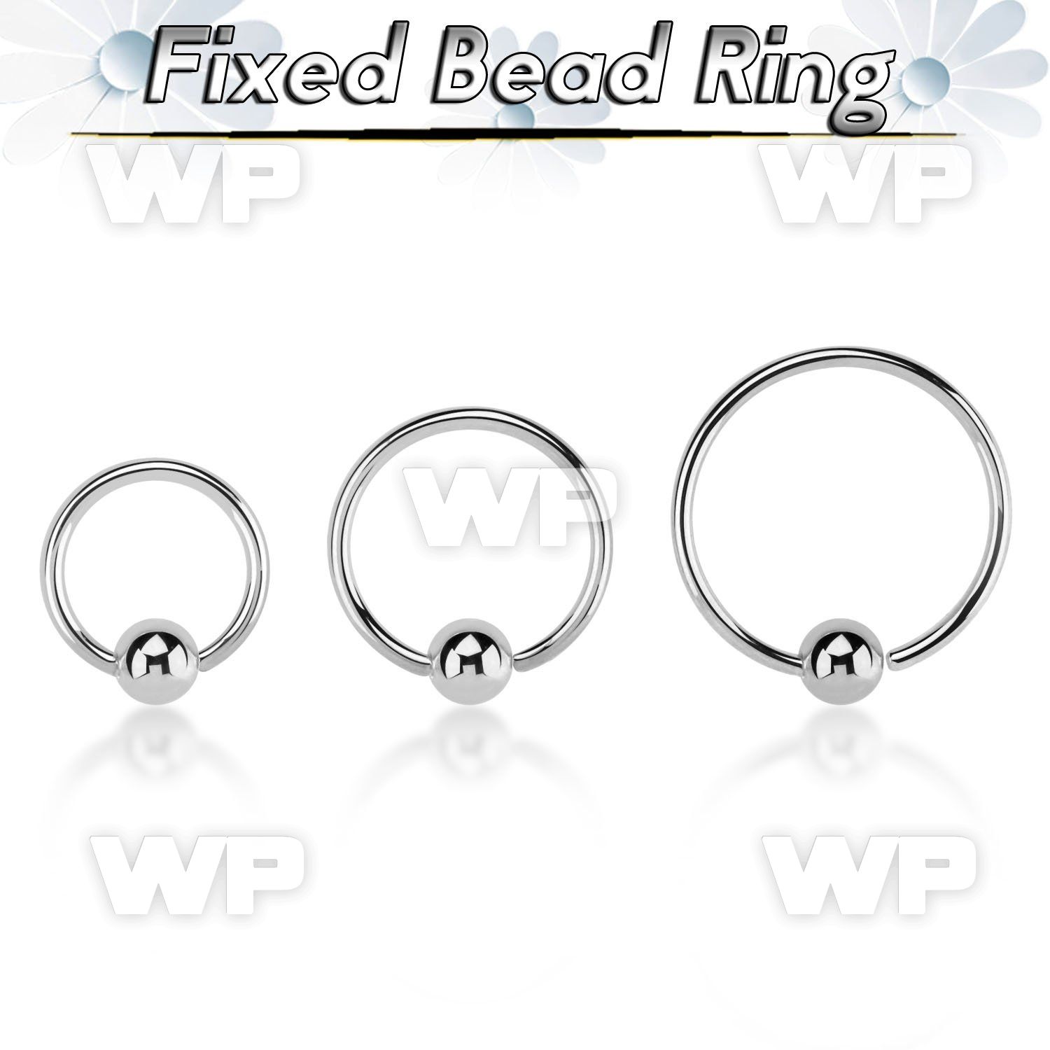 bedr20g 316l steel fixed bead ring, 20g w a 3mm ball
