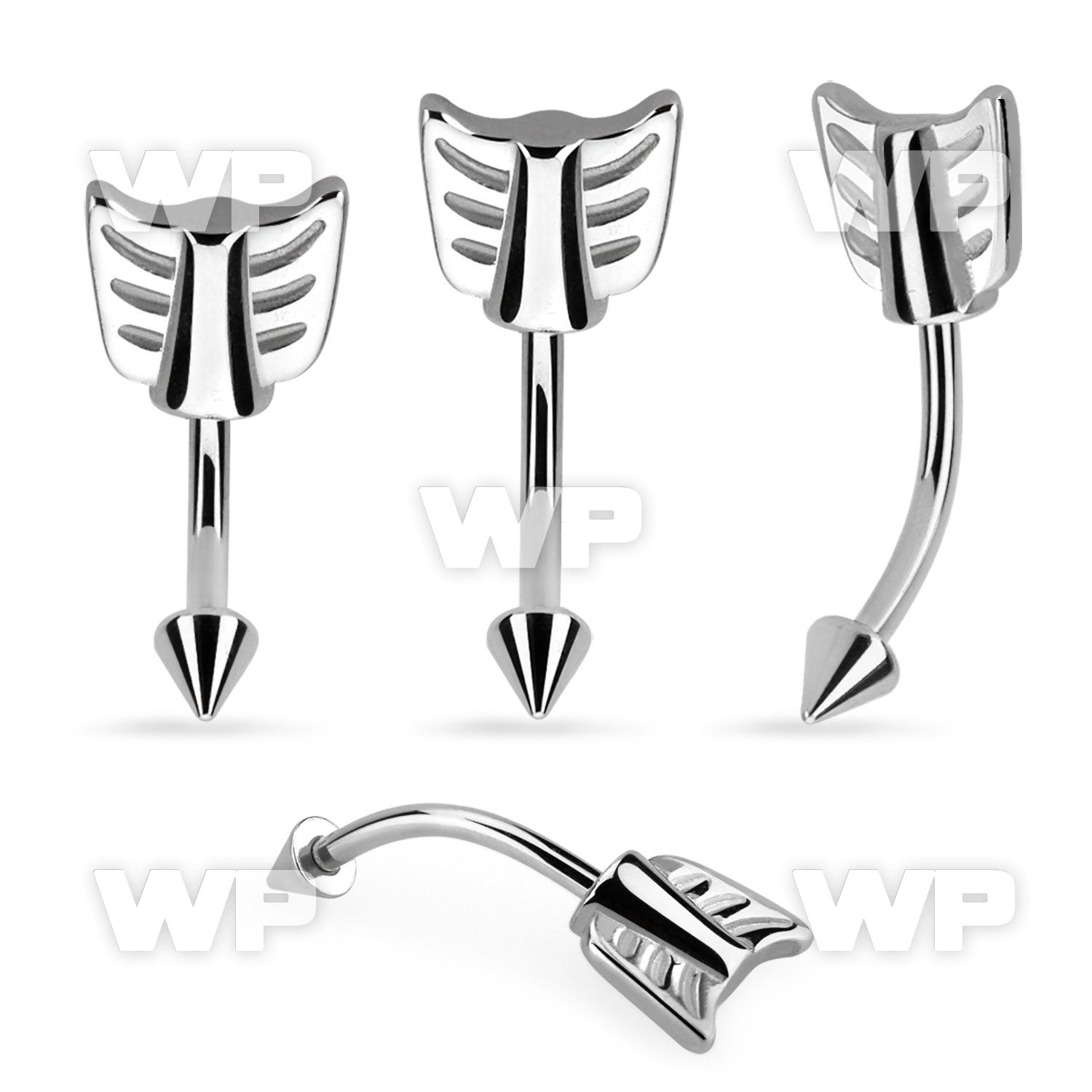 bn16aw 316l steel eyebrow banana w a steel cone arrow end