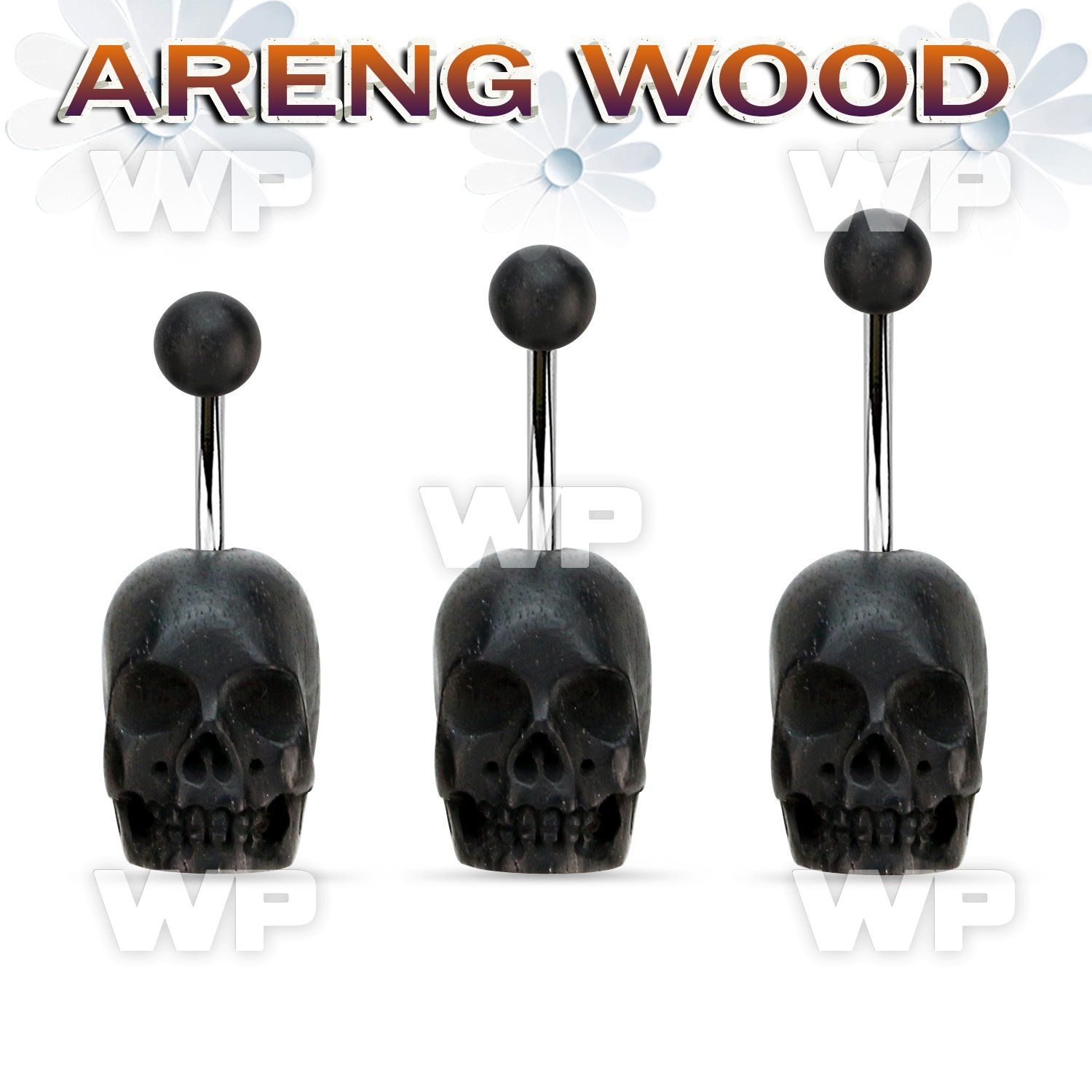 bnarsk steel belly banana w hand carved areng wood skull