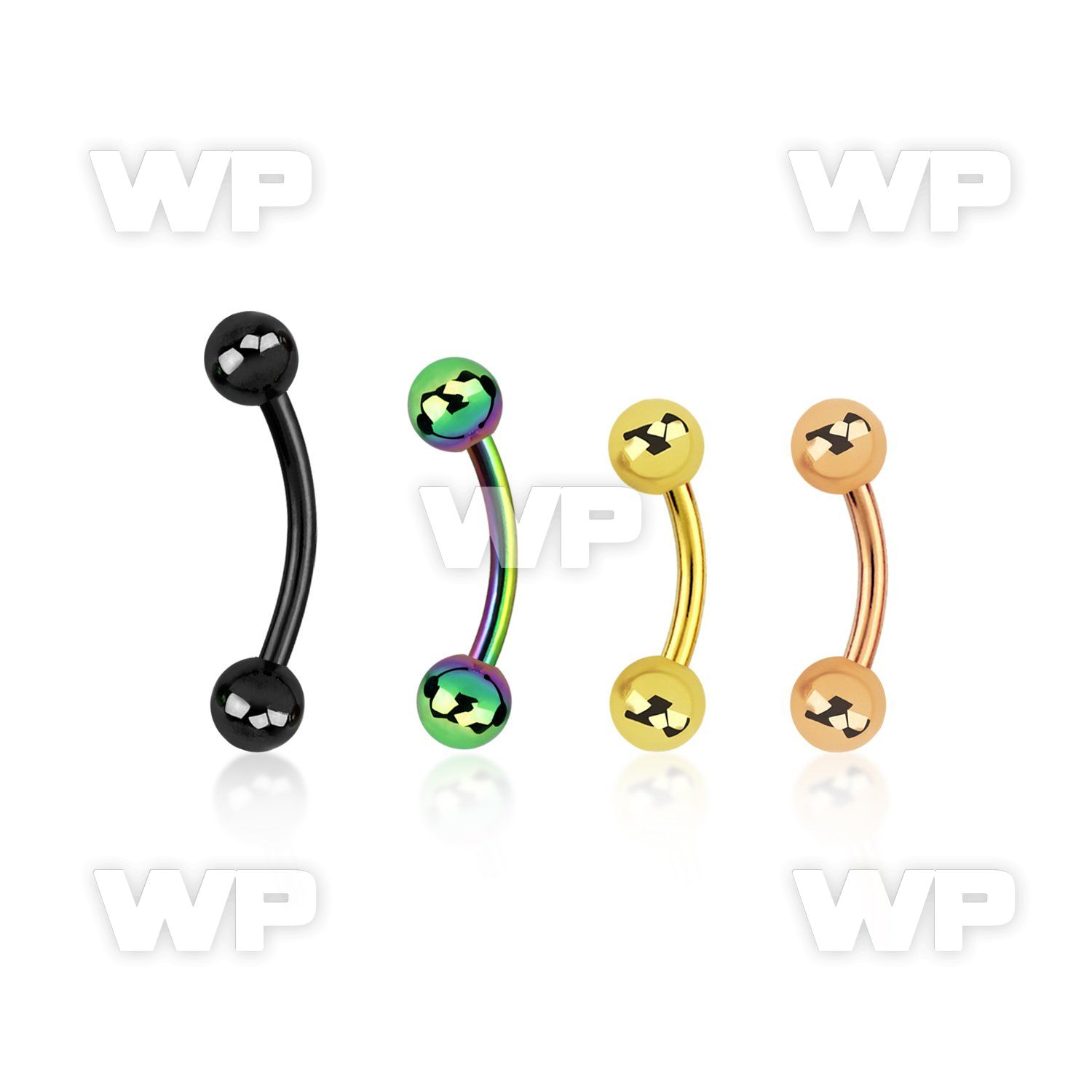 bnet20b anodized 316l steel eyebrow banana, 20g w 3mm balls