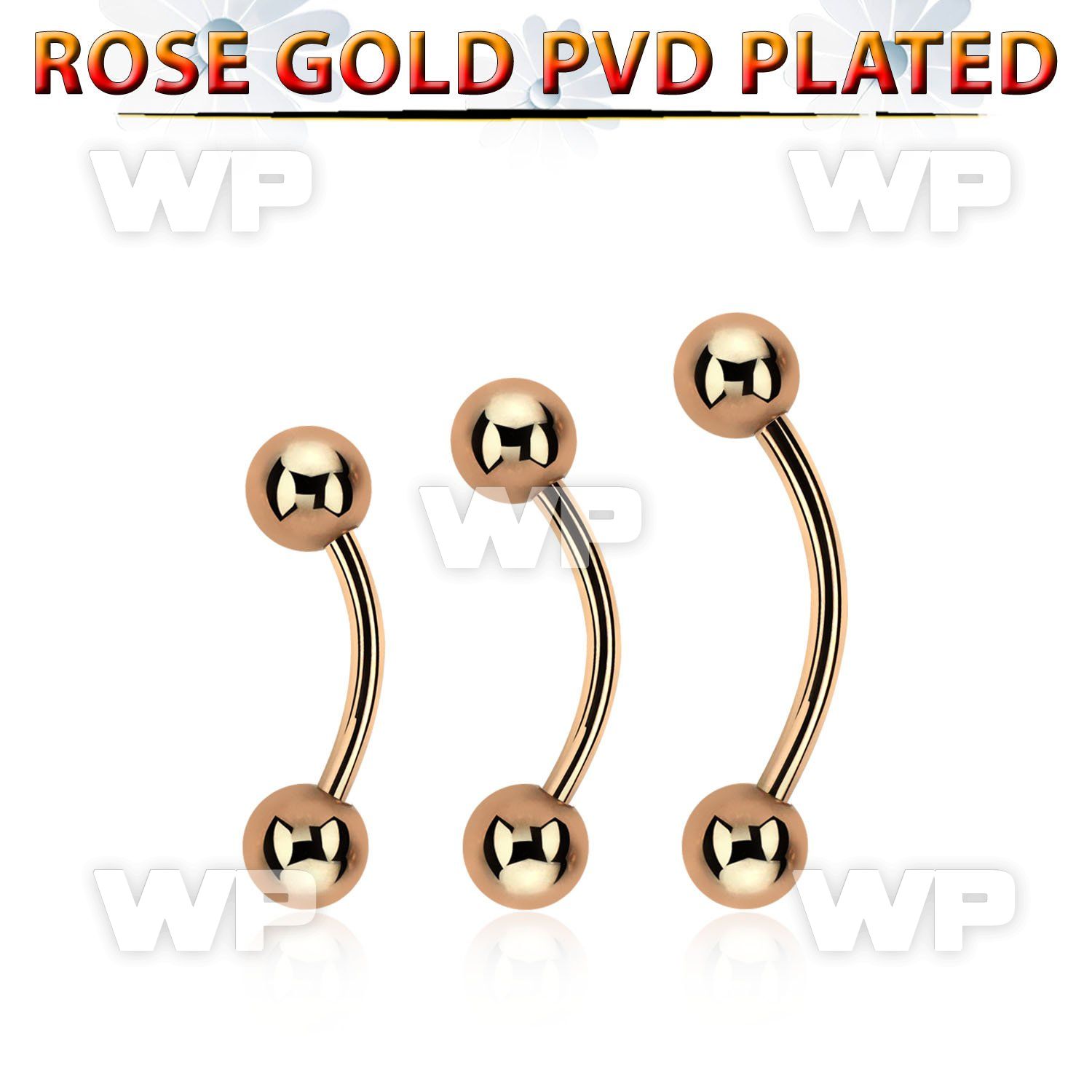 bnettb5 rose gold steel eyebrow banana w 2 5mm balls