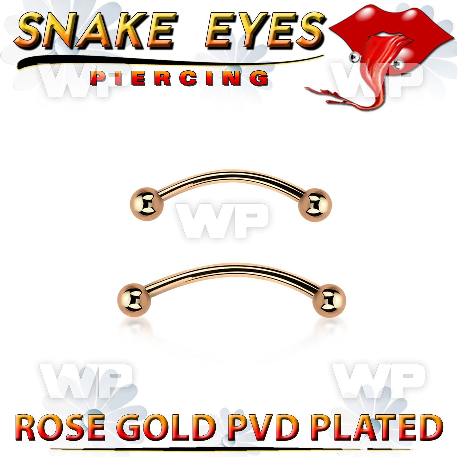 bnettbl rose gold steel snake eye piercing banana w 2 3mm balls