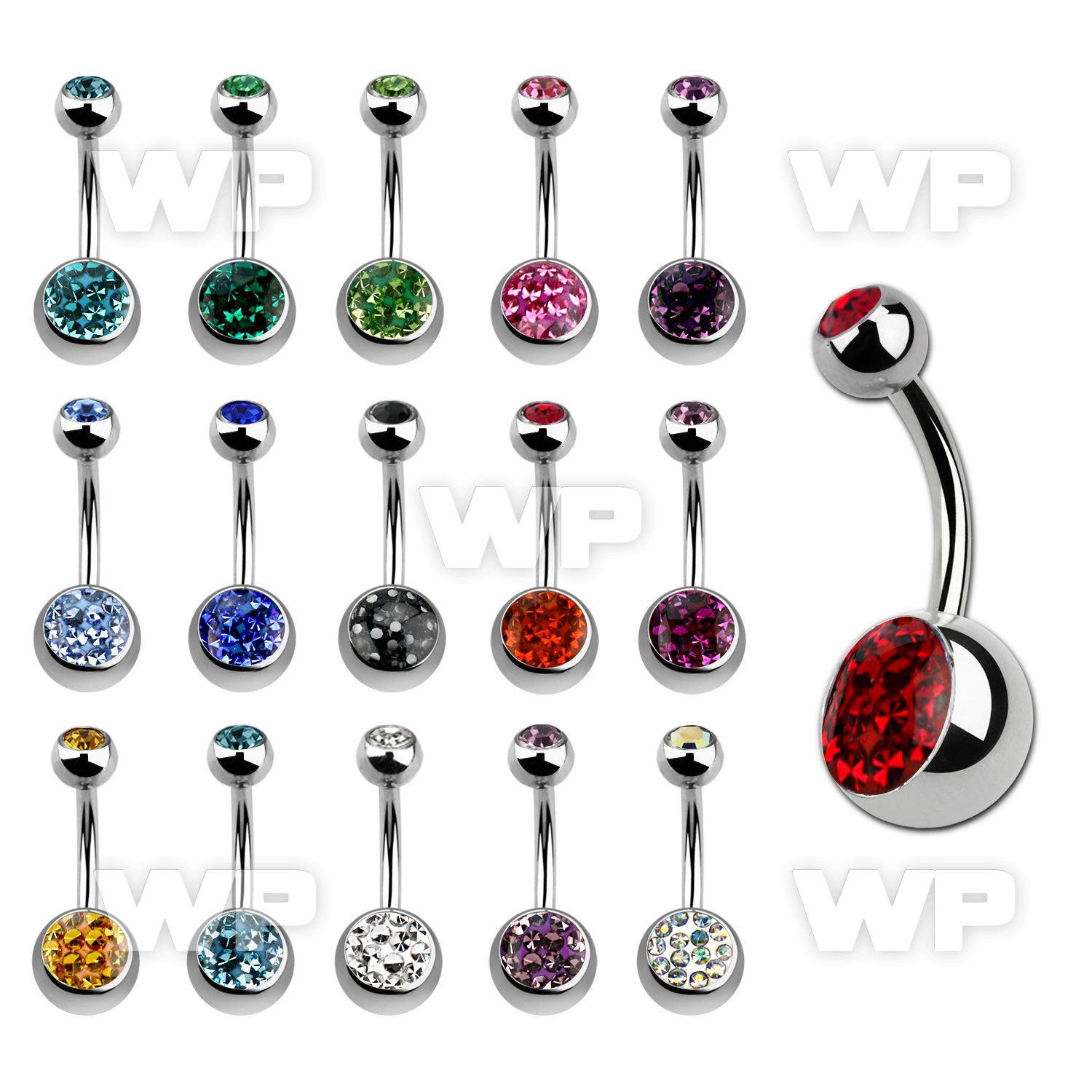 bnmtj30j steel belly banana w 8mm ball w ferido crystals jewel