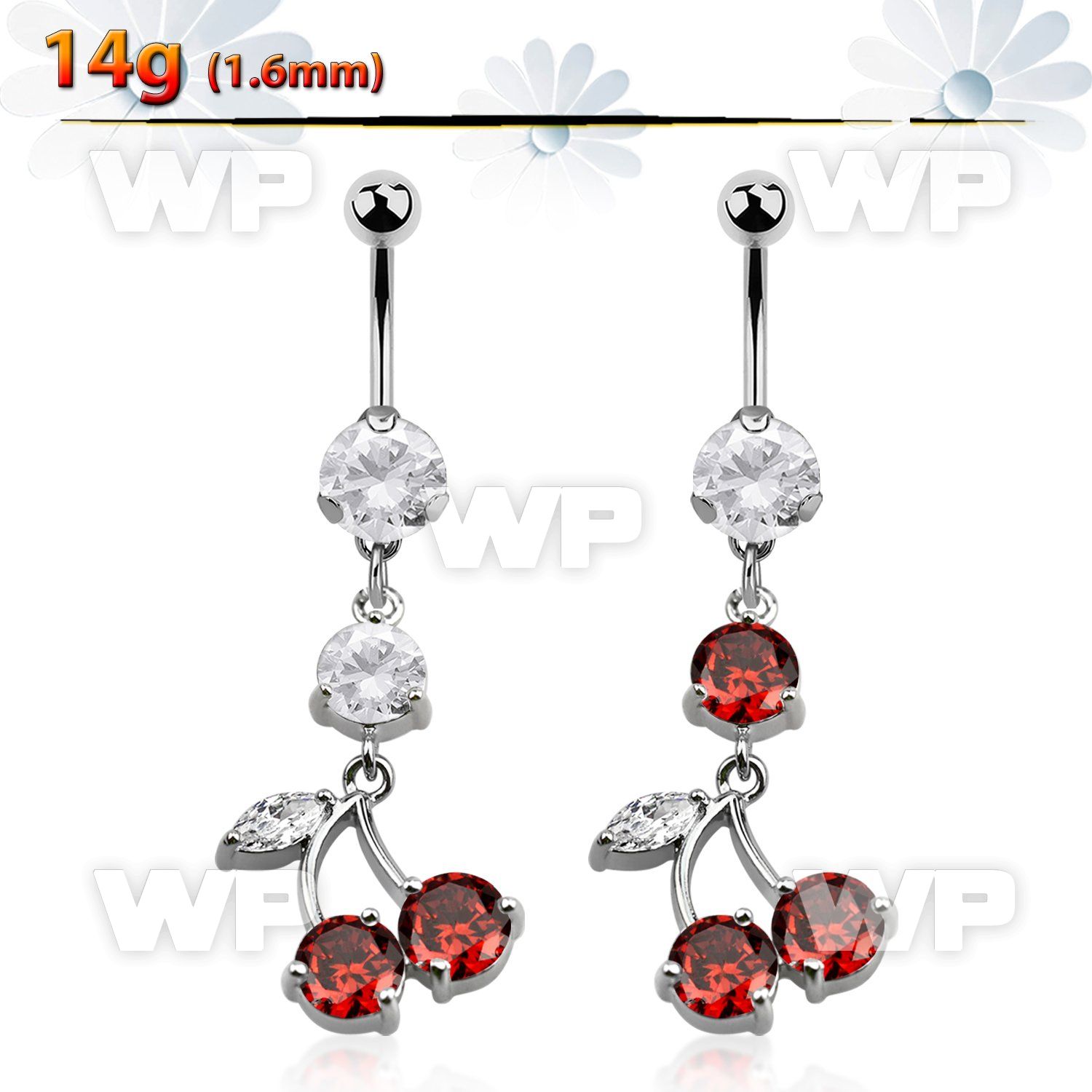 bnrz20 casted steel cz belly banana w cherry w prong set czs