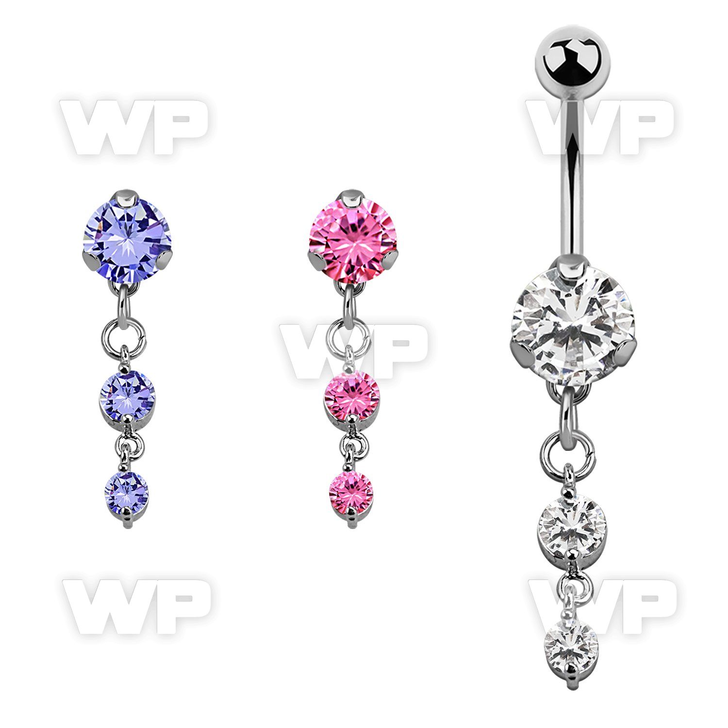 bnrz351 casted steel cz belly banana w prong set round czs