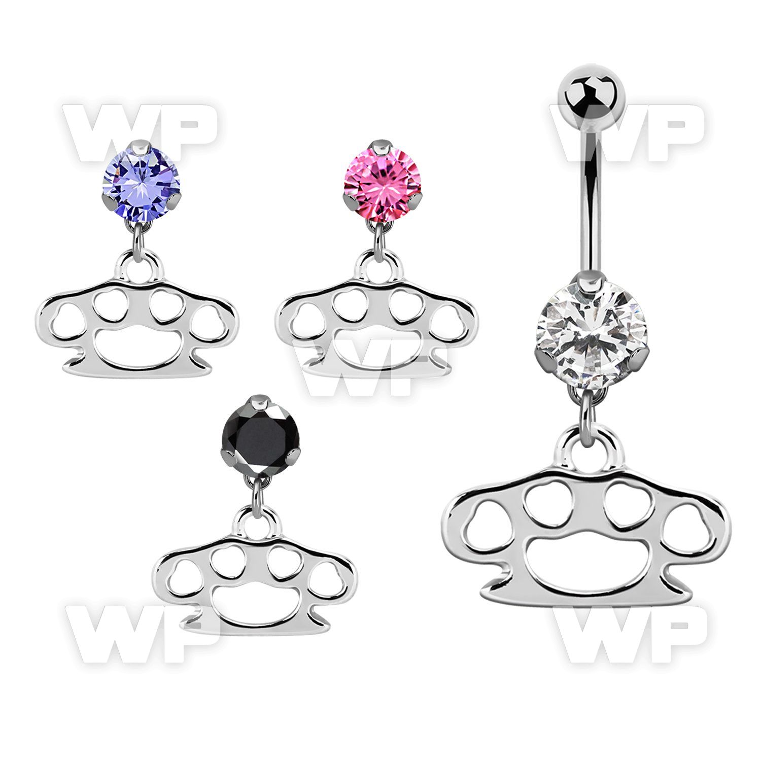 bnrz376c casted steel cz belly banana w brass knuckle design