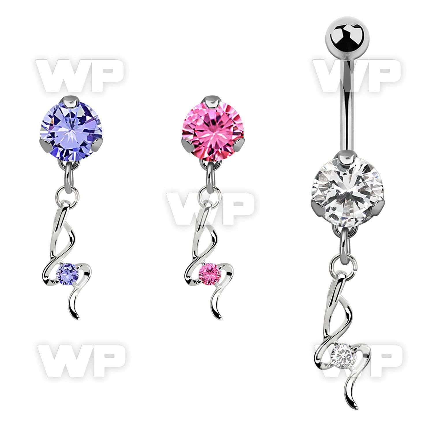 bnrz410 casted steel cz belly banana w fancy design w czs 