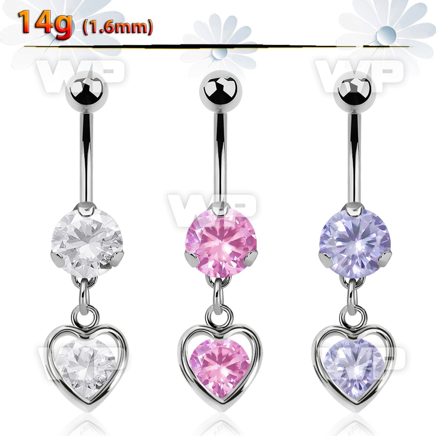 bnrz419 casted steel cz belly banana w heart with cz