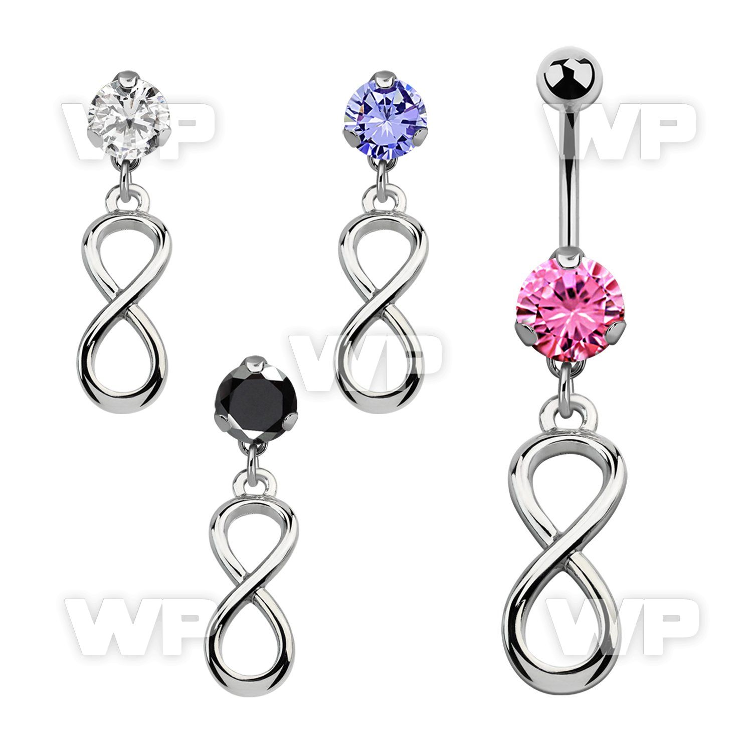 bnrz624 casted steel cz belly banana horizontal infinity symbol