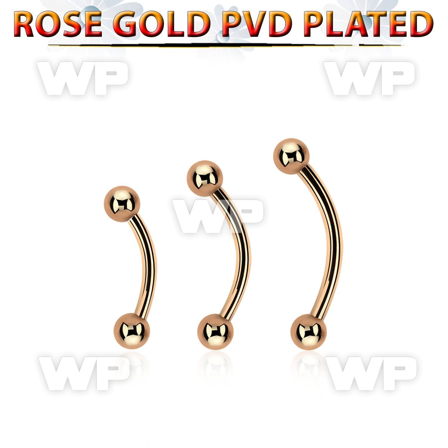 bnttb4 rose gold steel eyebrow banana w 2 4mm balls