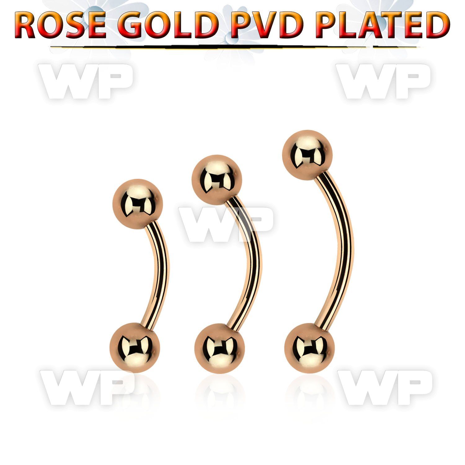 bnttb5 rose gold steel eyebrow banana w 2 5mm balls