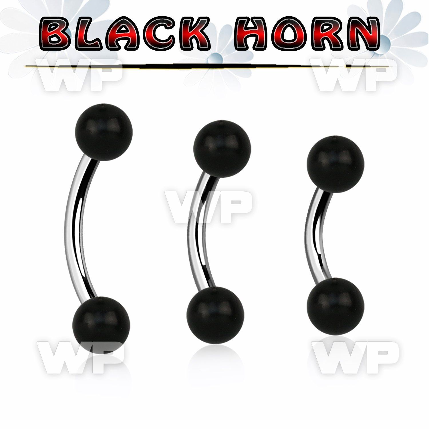bnwk5 organic belly banana w steel post w 5mm black horn balls