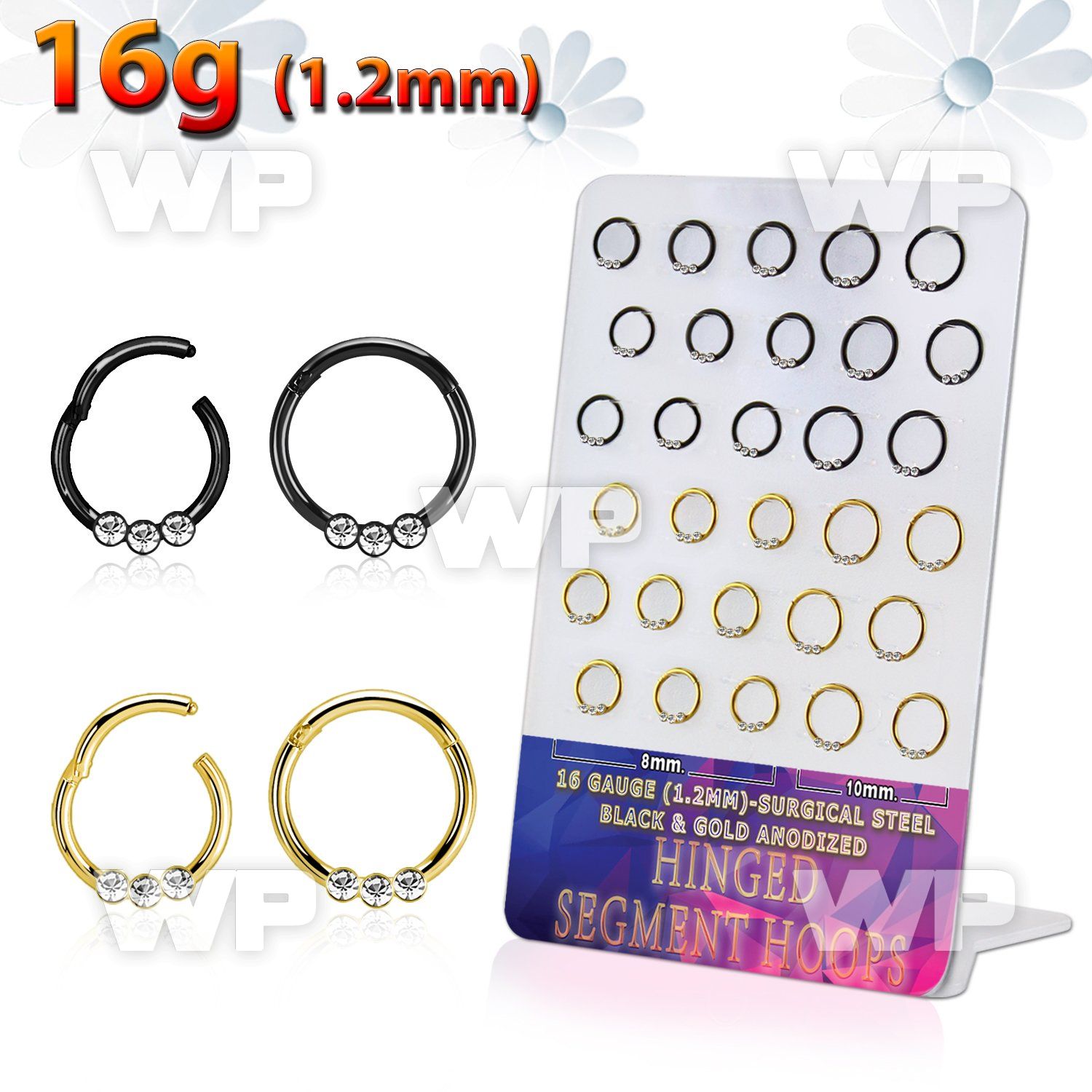 board anodized steel hinged segment ring w small crystal