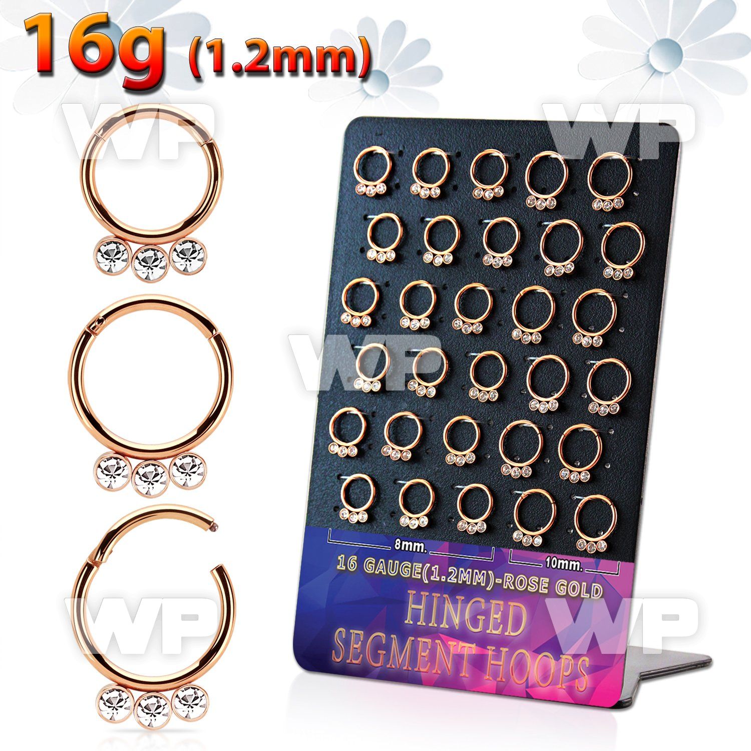 board rose gold steel hinged segment ring w crystal below