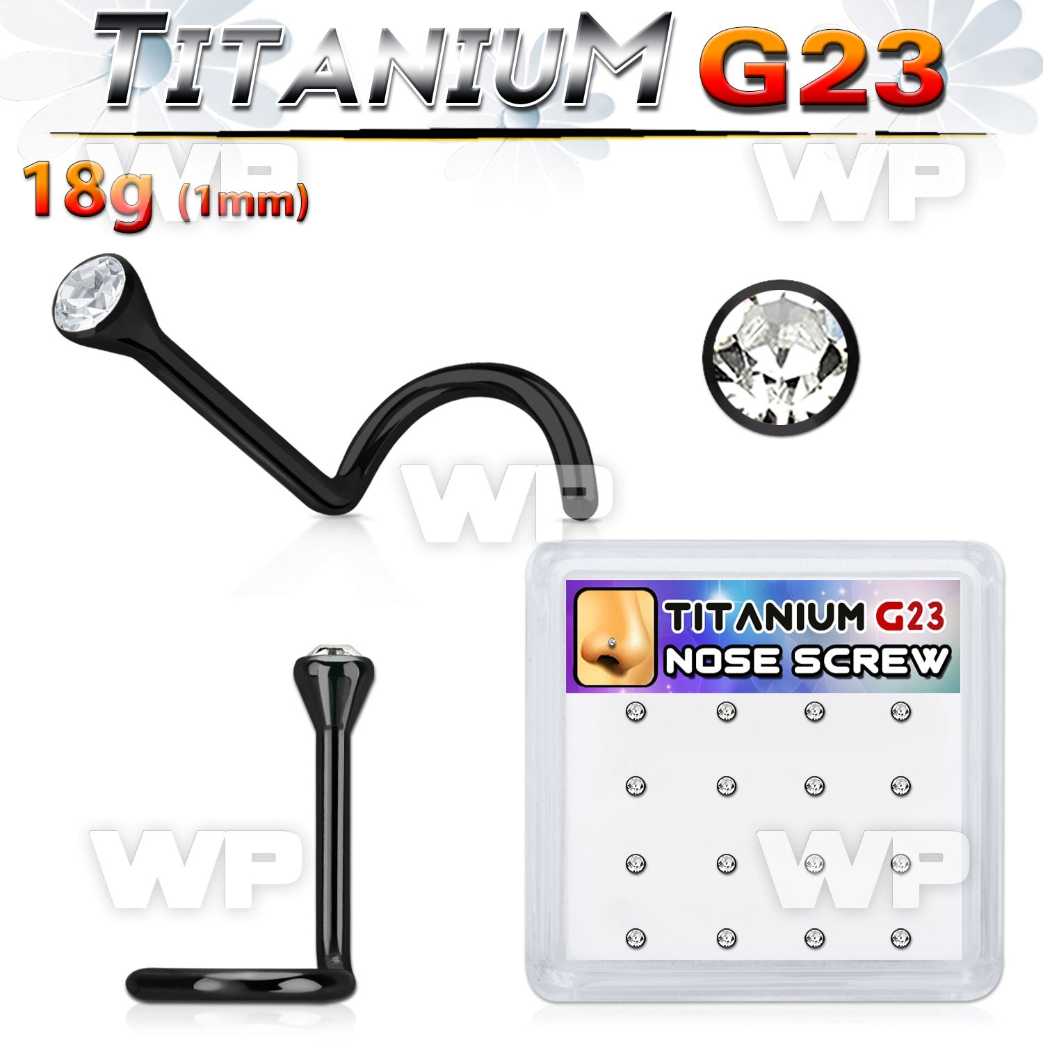 box w 16 black titanium g23 nose screws 1mm w cystals