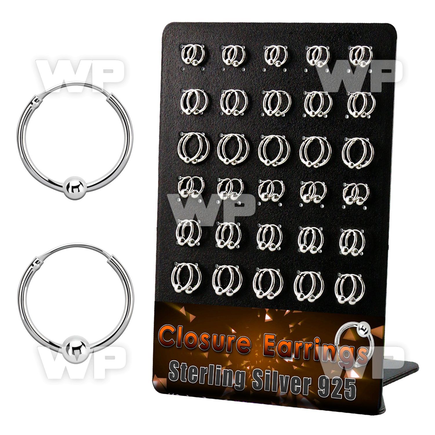 br410 board w 30 silver ball closure earrings 16g 3 4mm balls