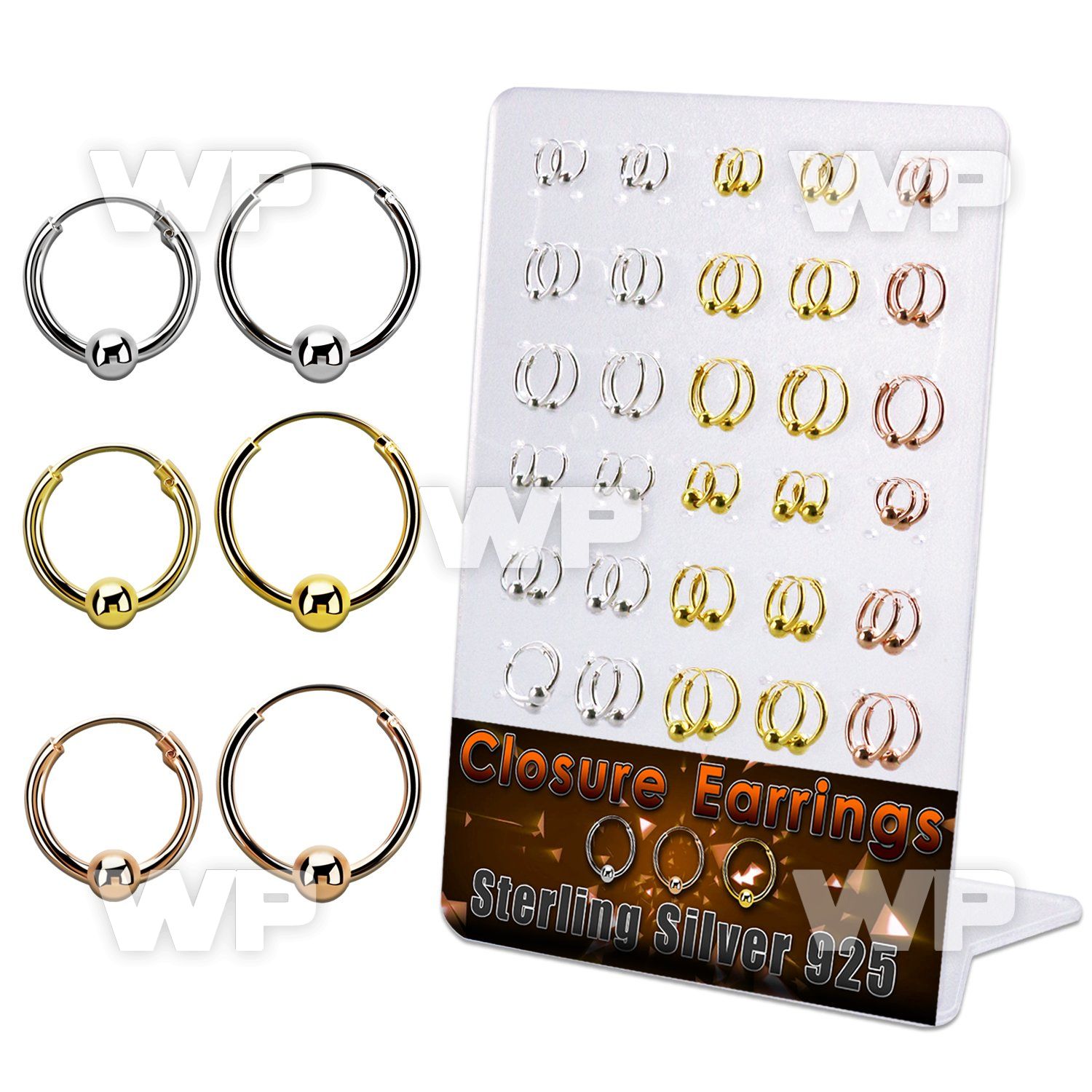 br410m board w gold silver ball closure earring 16 3 4mm ball