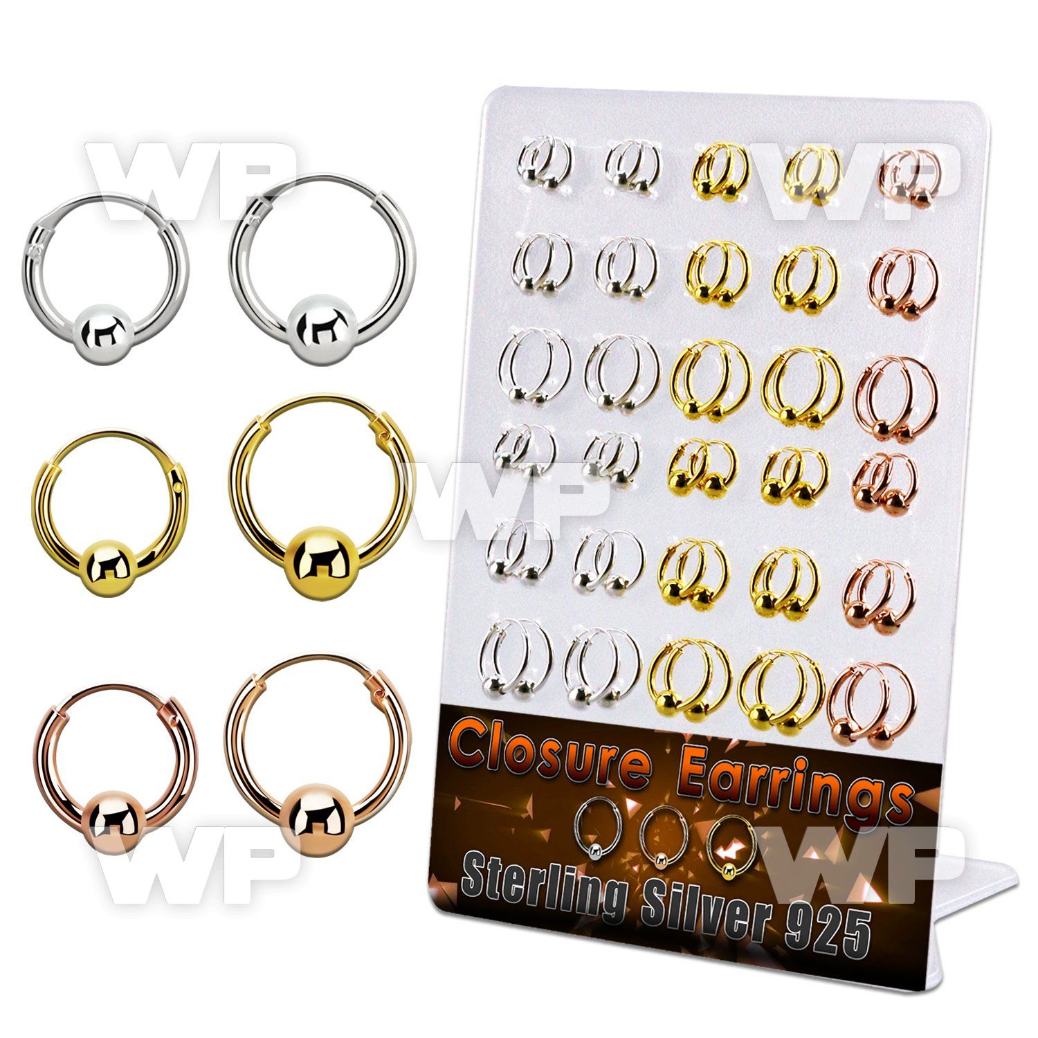 br510m board w gold silver ball closure earring 14 4 5mm ball