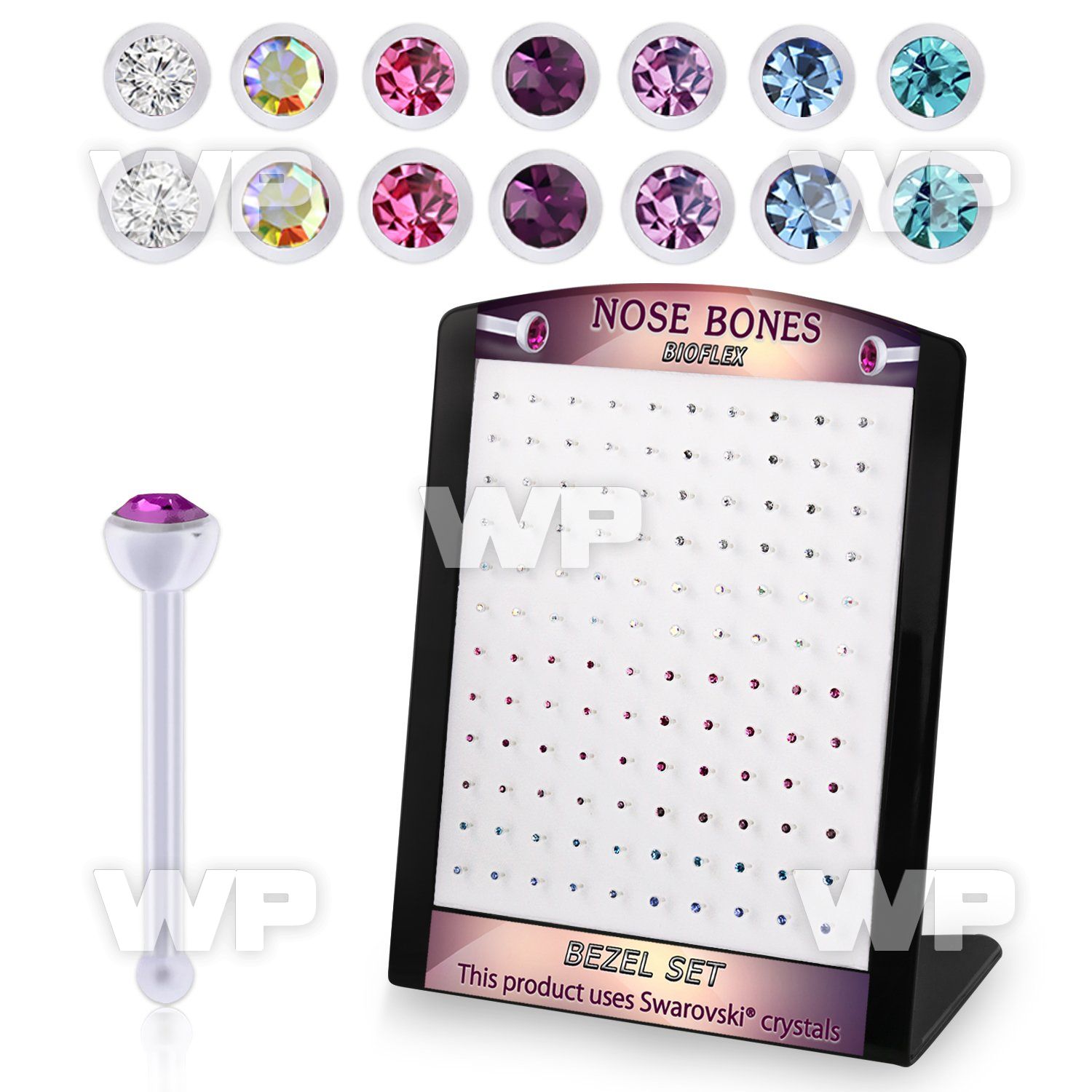 brac25 display w 120 bio  flex nose bones 2 2.5mm crystals