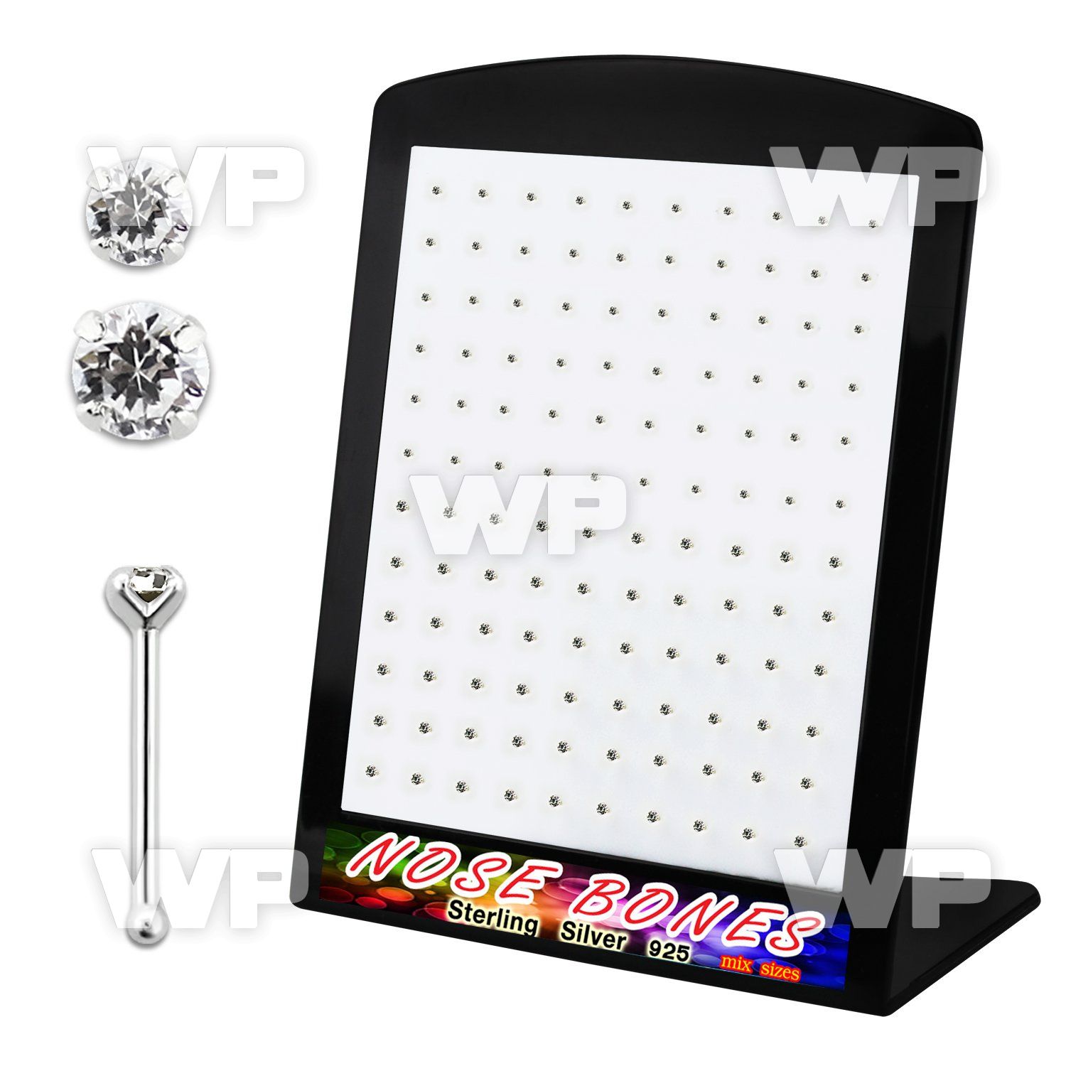 brnbpmc board w silver nose bones w mix prongset clear crystals