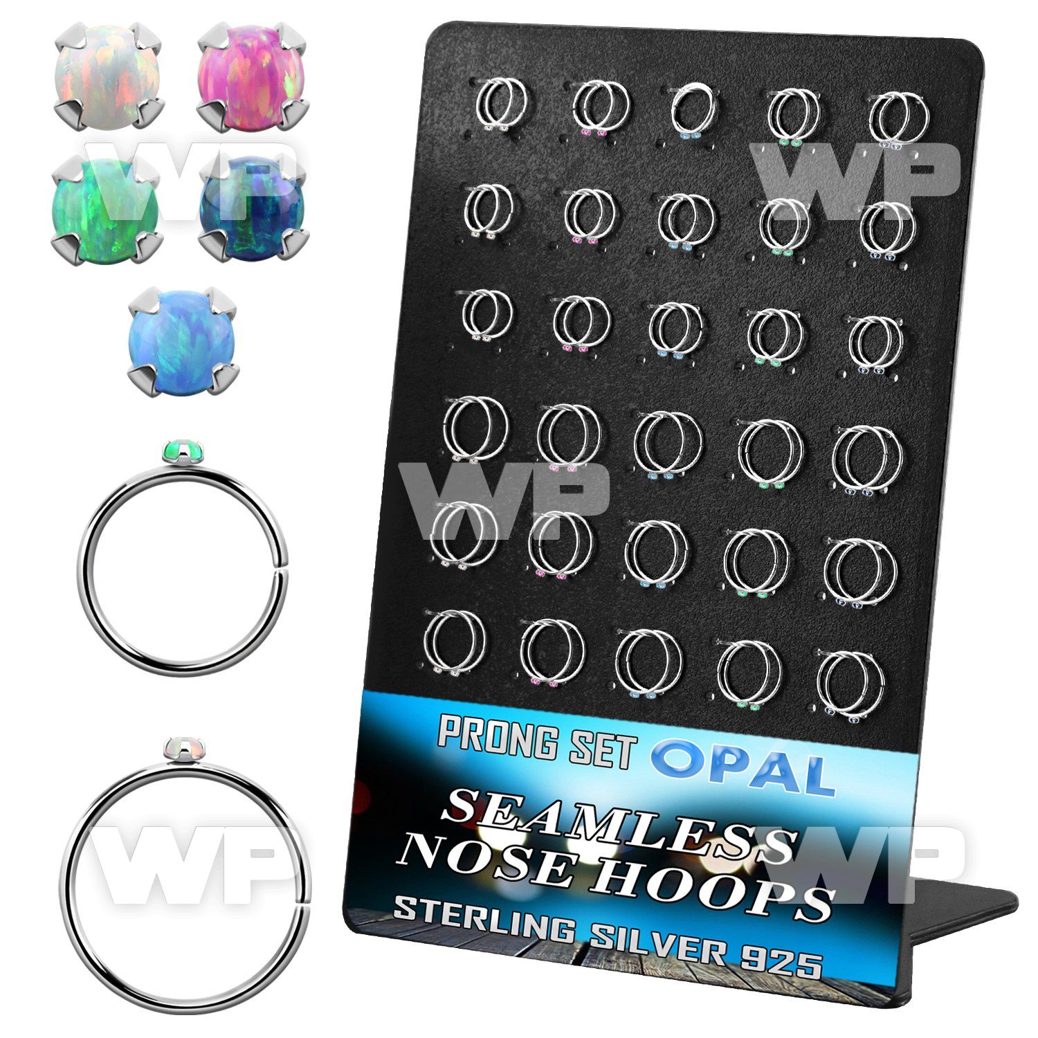 brnhm31 board 60 silver seamless nose hoop 1.5mm synthetic opal