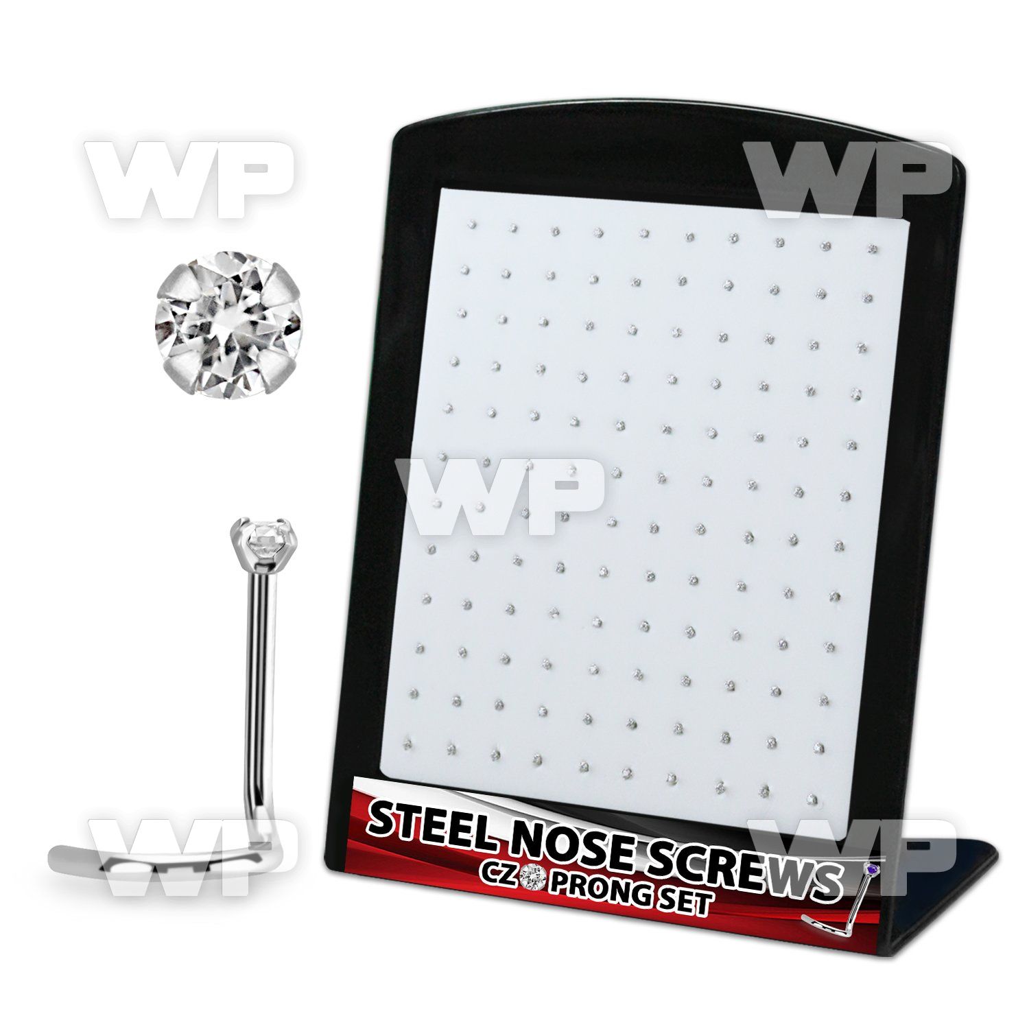 brs118 display w 316l steel nose bones, 20g w 1.5mm round cz