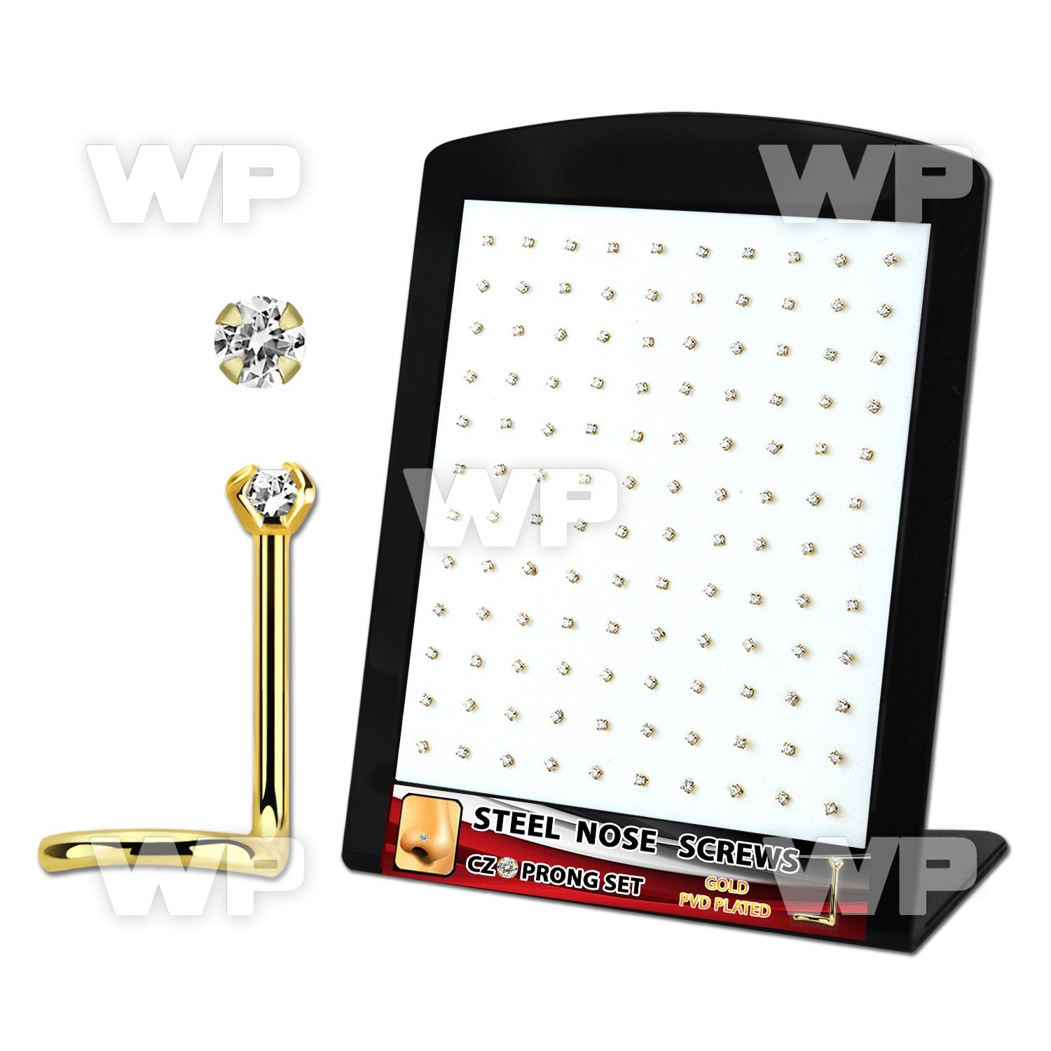 brs127 display w gold plated steel nose screws w 2mm clear czs