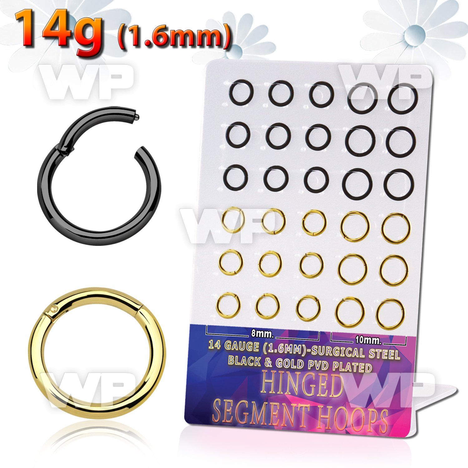 brsegh9 board w 30 black gold steel hinged segment ring