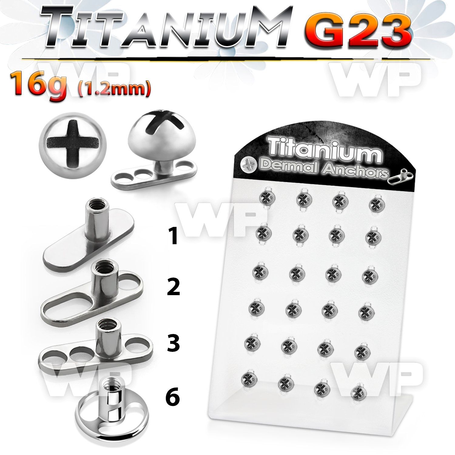 brtsa2 board w 24 titanium g23 dermal anchors w screw top