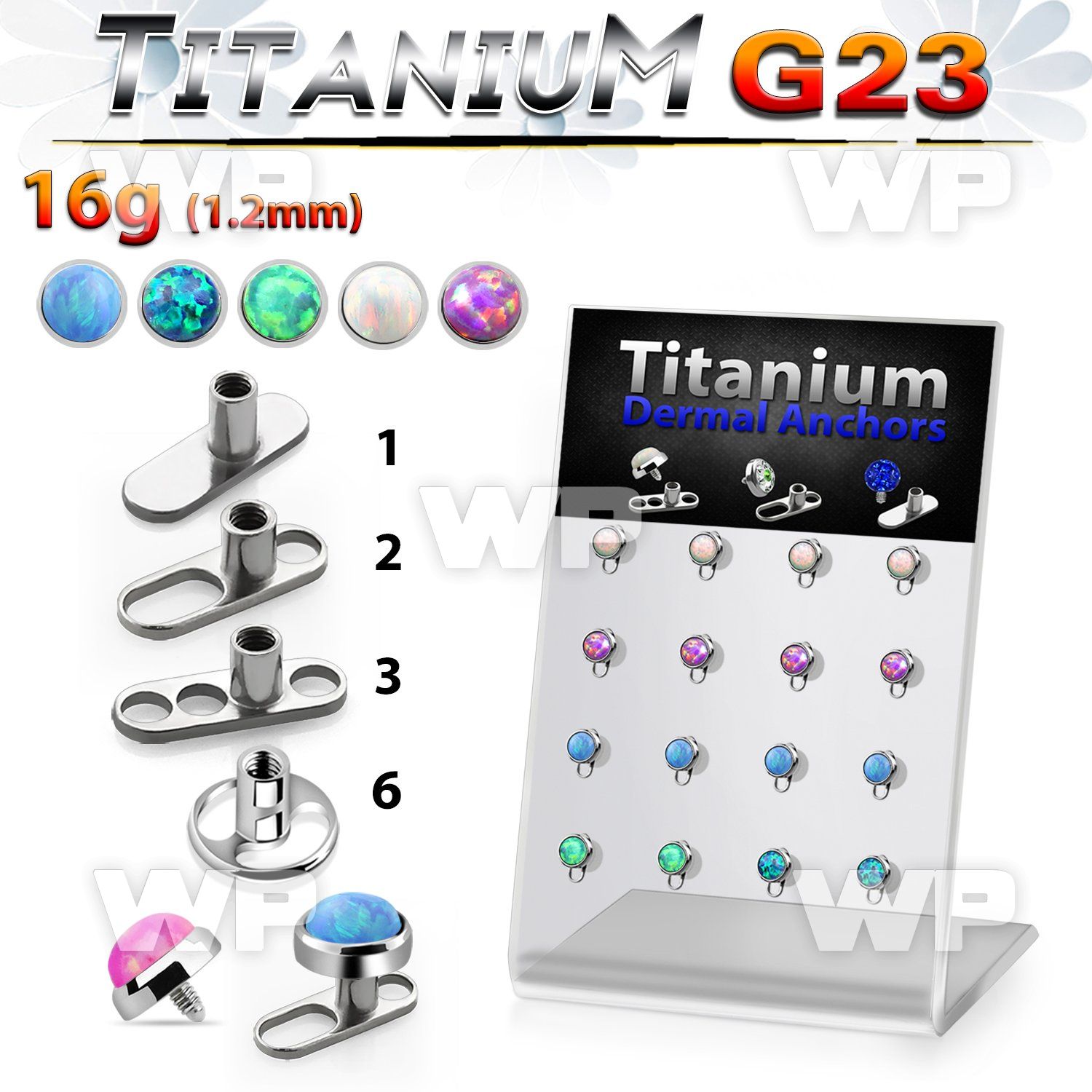 brtsa7 board w titanium g23 dermal anchors w synthetic opal top