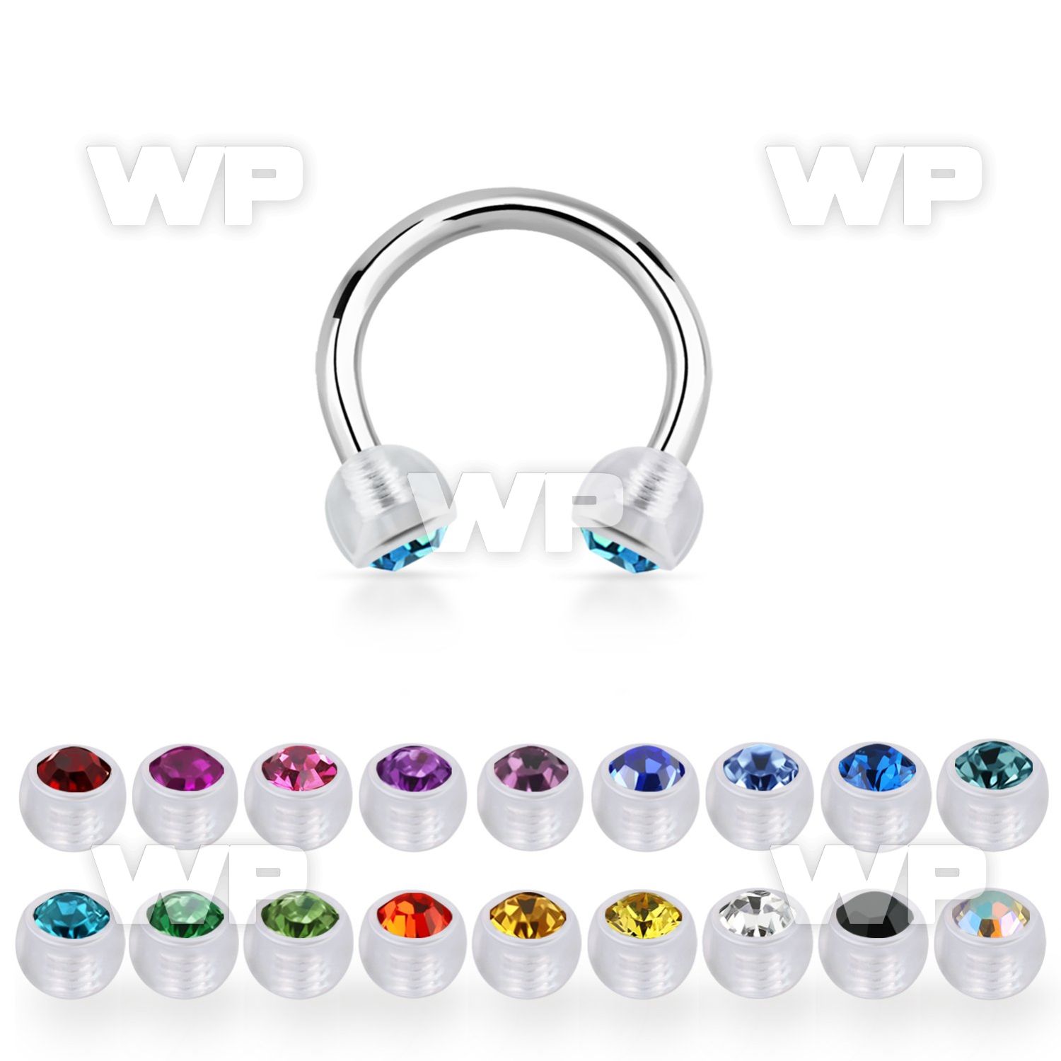 cbajb4 steel circular barbell w 4mm bio flex balls w crystals