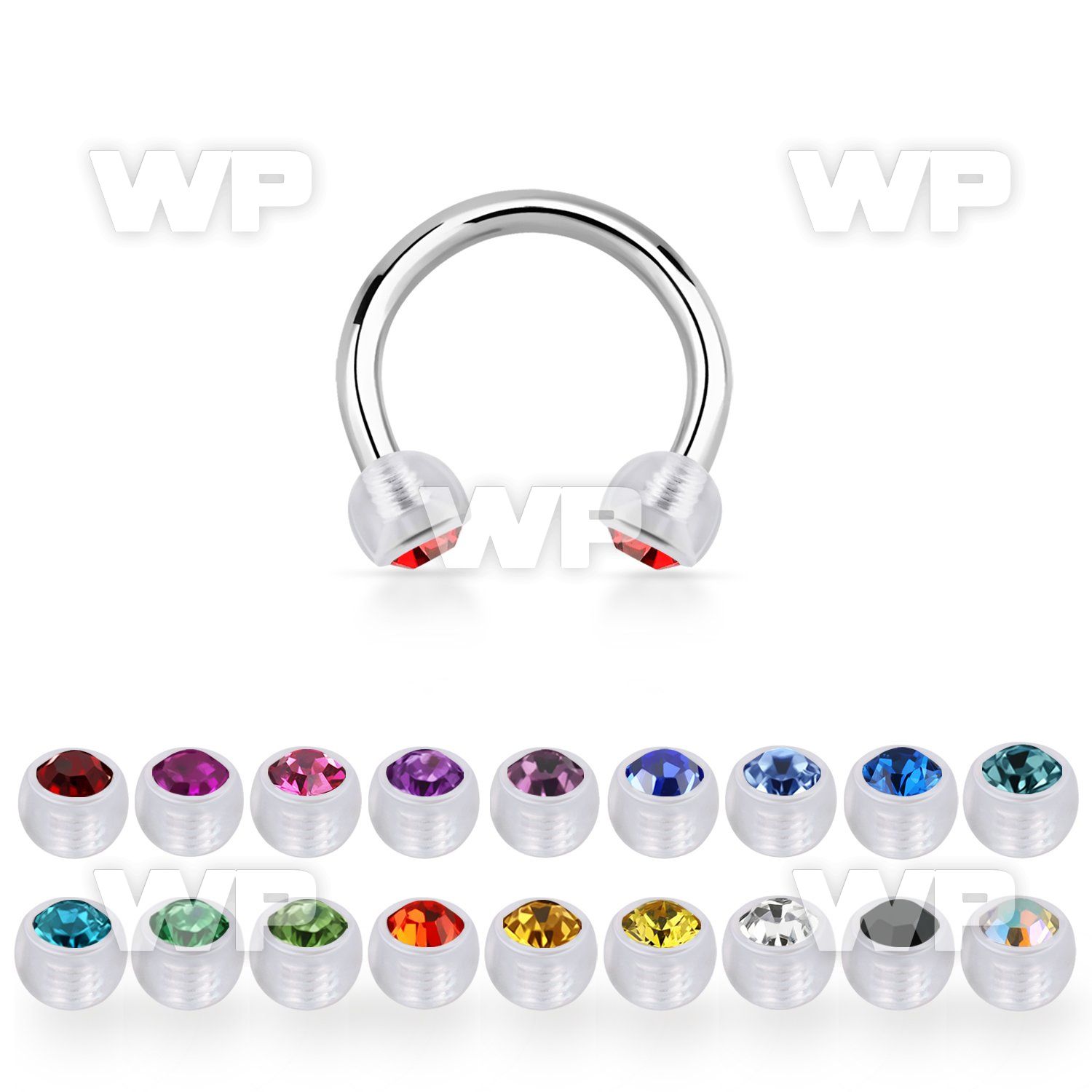 cbeajb3 steel circular barbell w 3mm bio flex balls w crystals