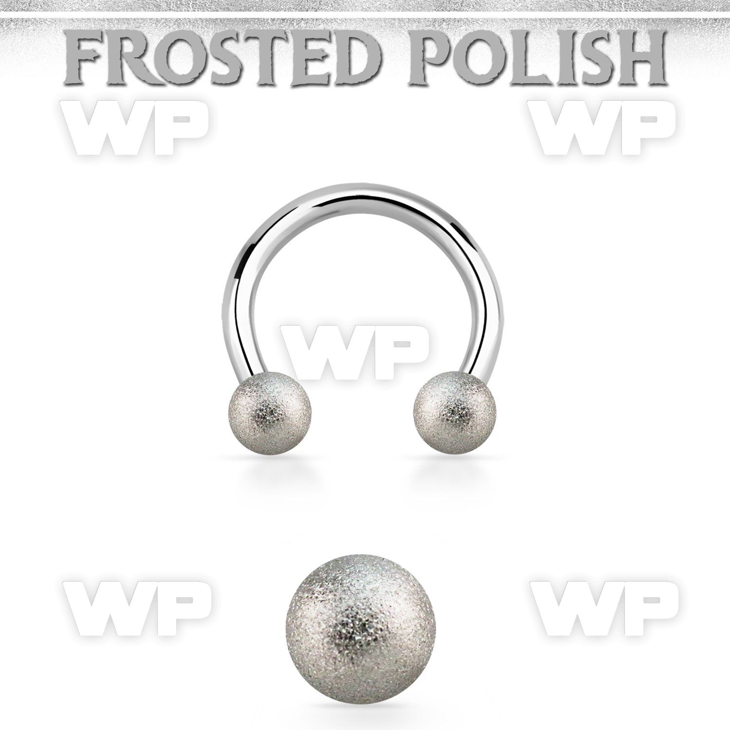 cbefo3 316l steel circular barbell w 2 3mm frosted steel balls