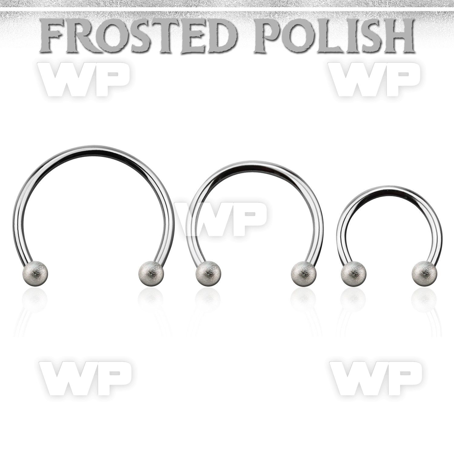 cbefo3l xxl steel circular barbell,16g w 3mm frosted steel balls