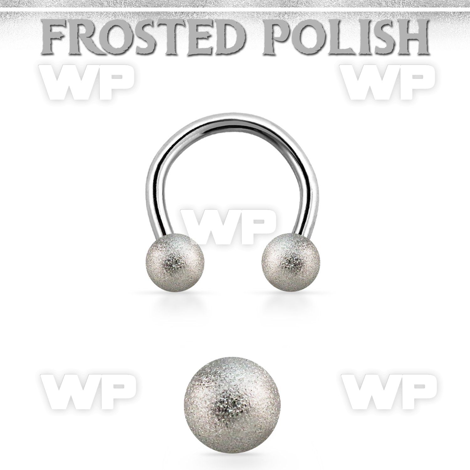 cbefo4 316l steel circular barbell w 2 4mm frosted steel balls