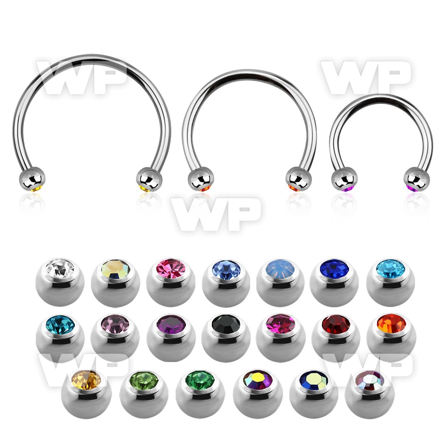 cbejb3l xxl steel circular barbell, 16g w 3mm jewel balls
