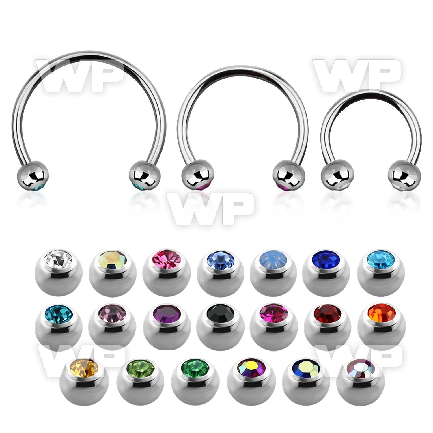 cbejb4l xxl steel circular barbell, 16g w 4mm jewel balls