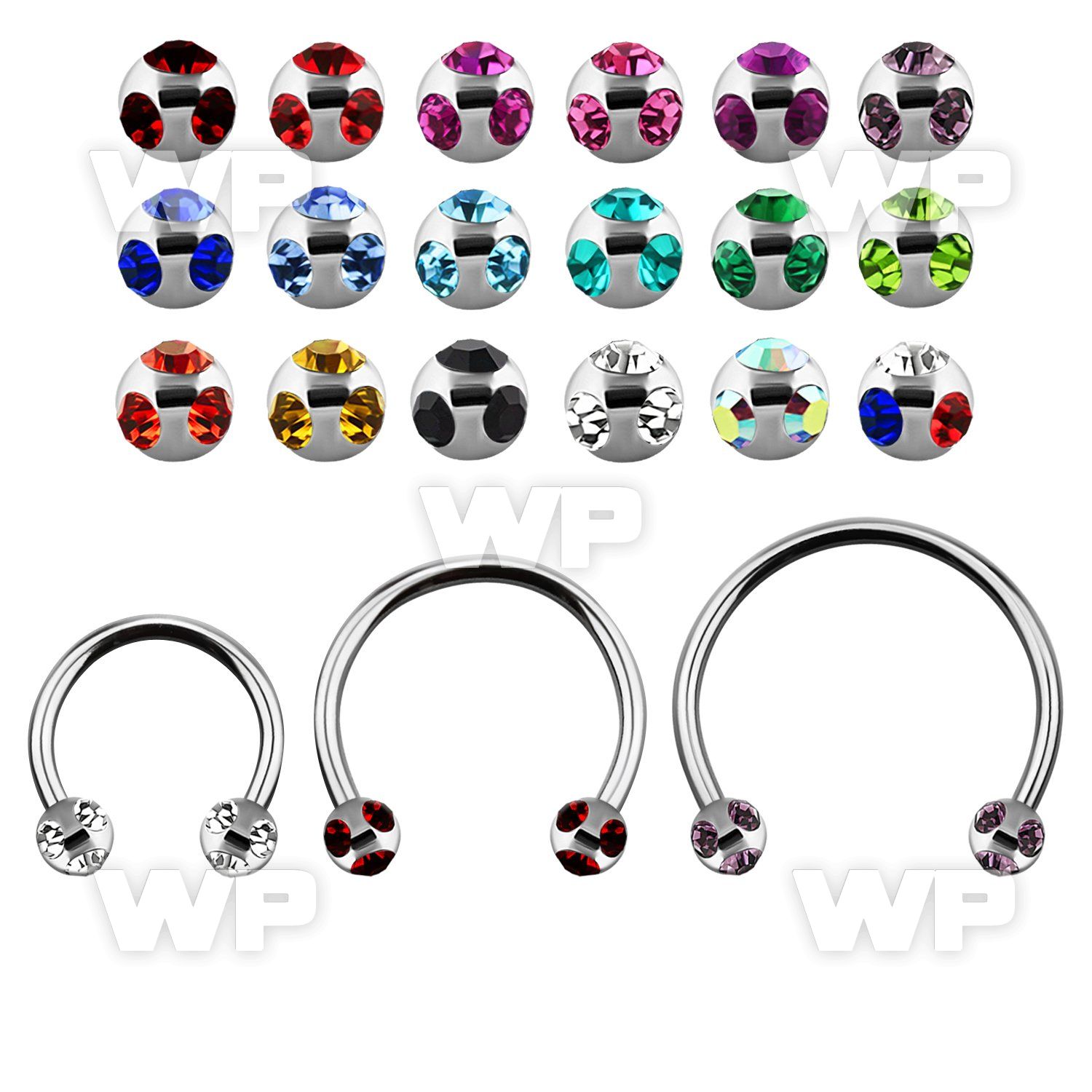 cbemj4l xxl steel circular barbell 16g 4mm steel multijewel ball