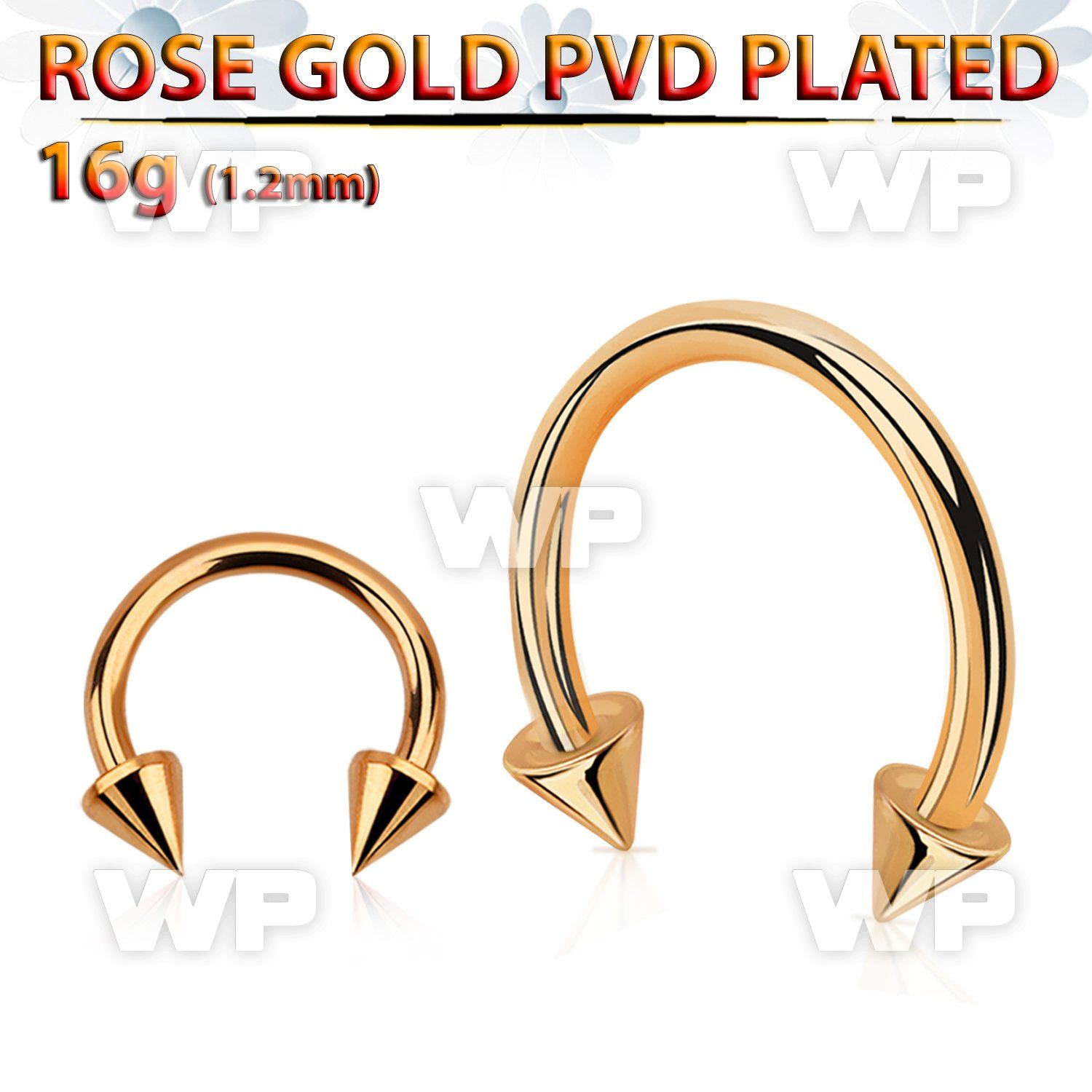 cbettcn rose gold plated 316l steel circular barbell w 3mm cones