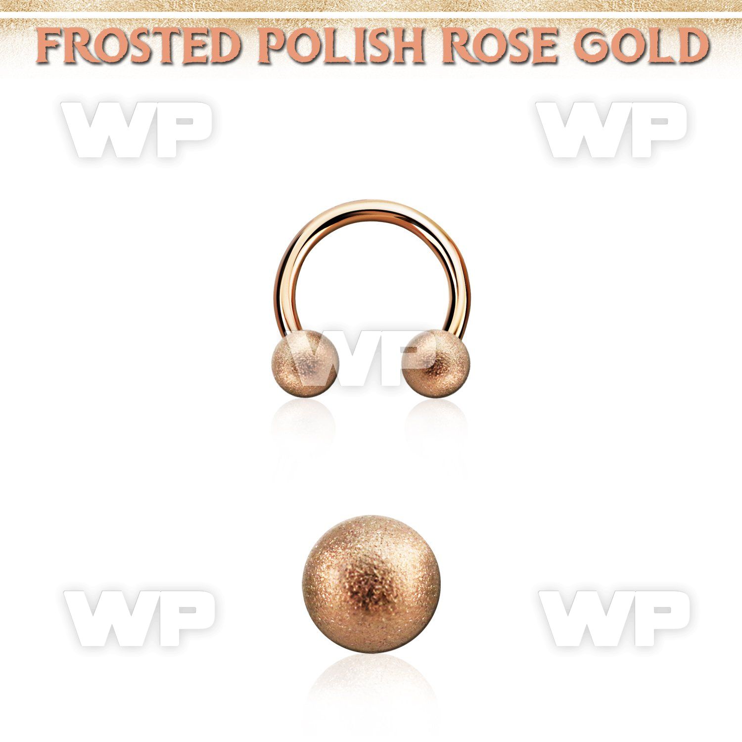 cbettfo4 rose gold steel circular barbell 4mm frosted steel ball