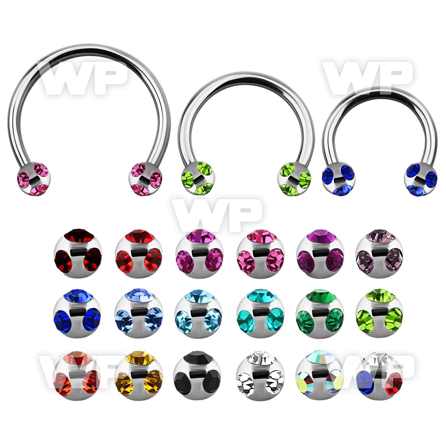 cbmmj5l xxl steel cbr, 14g w 5mm steel multi jewel balls