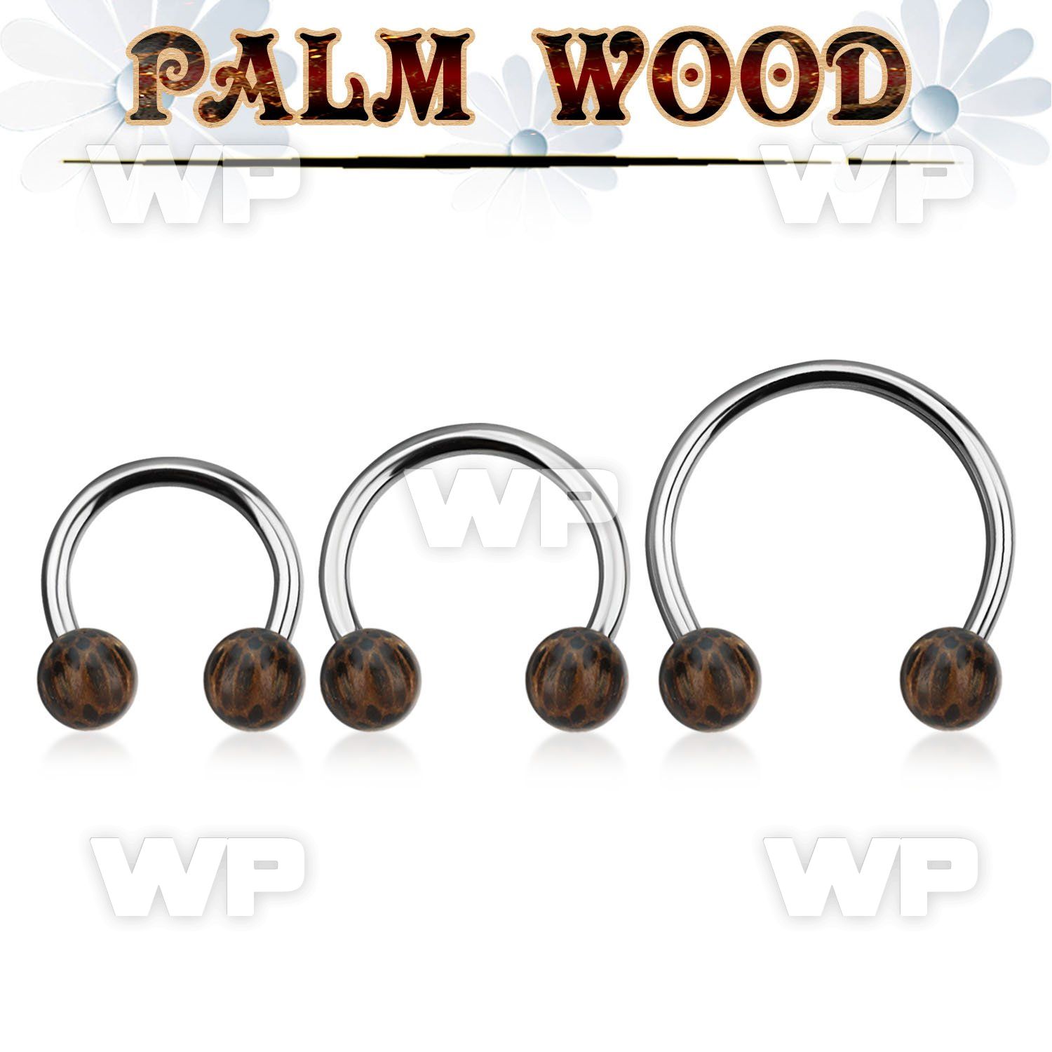 cbmpl8l xxl steel circular barbell, 14g w 8mm palm wood balls