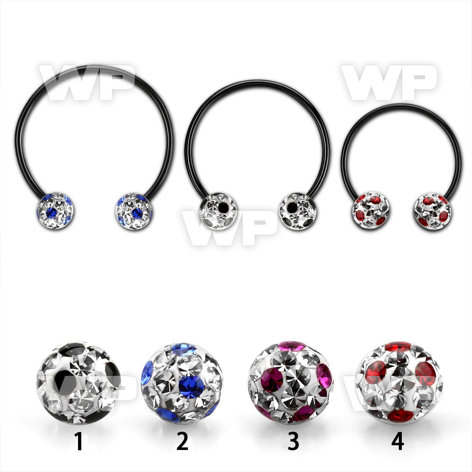 cbmtfa6l xxl black steel cbr 6mm multi crystal ball w cute dotts